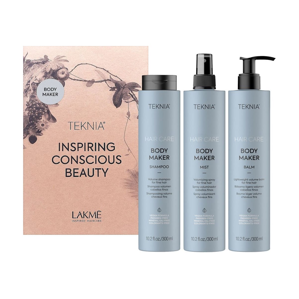 

Набір для об'єму волосся Lakme Teknia Body Maker (шампунь, 300 мл + бальзам, 300 мл + міст, 300 мл)