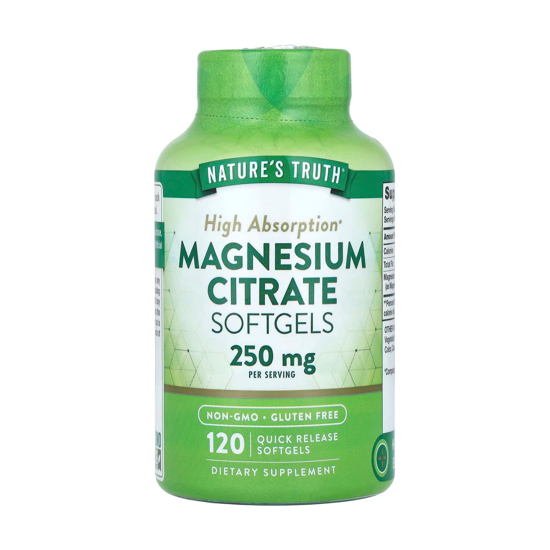 

Магній цитрат Nature's Truth Magnesium Citrate 250 мг, 120 гелевих капсул швидкого вивільнення