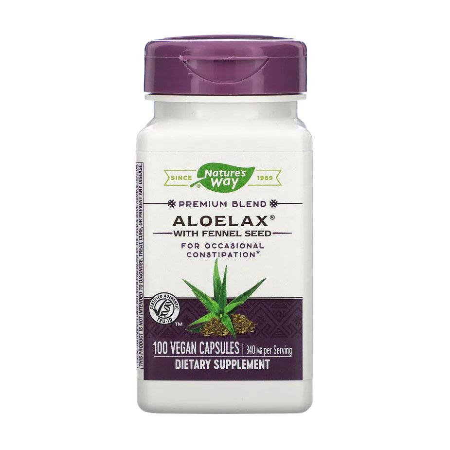 

Алое з фенхелем Nature's Way Aloelax With Fennel Seed 340 мг, 100 веганських капсул