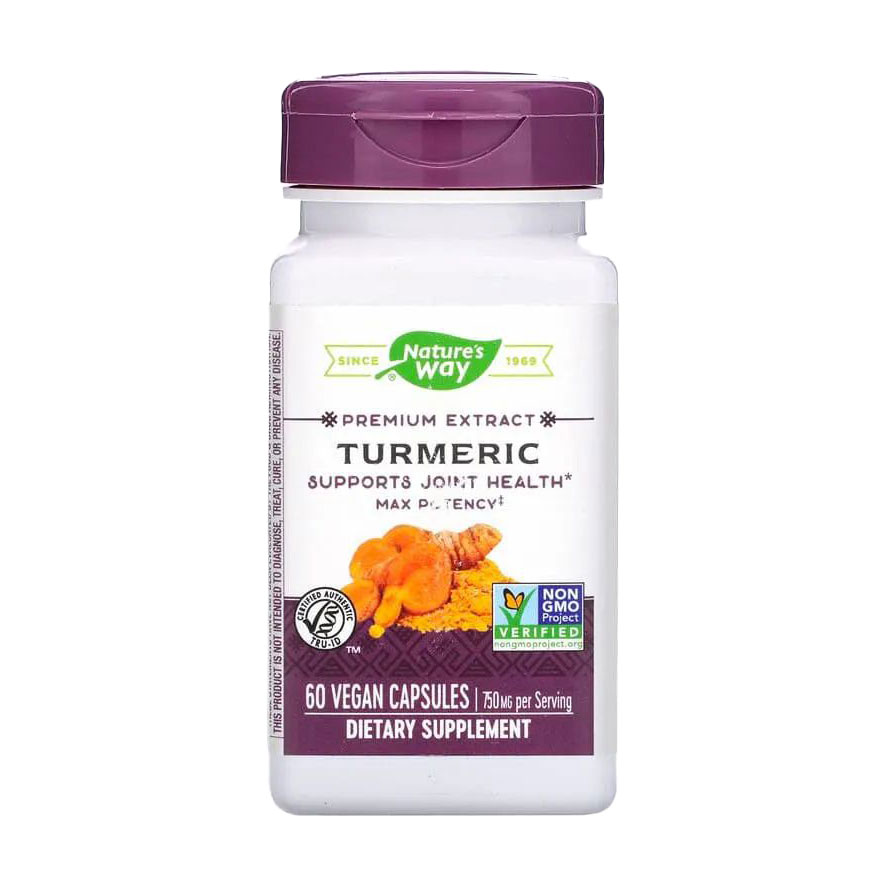 

Куркума Nature's Way Premium Extract Turmeric 750 мг, 60 веганських капсул