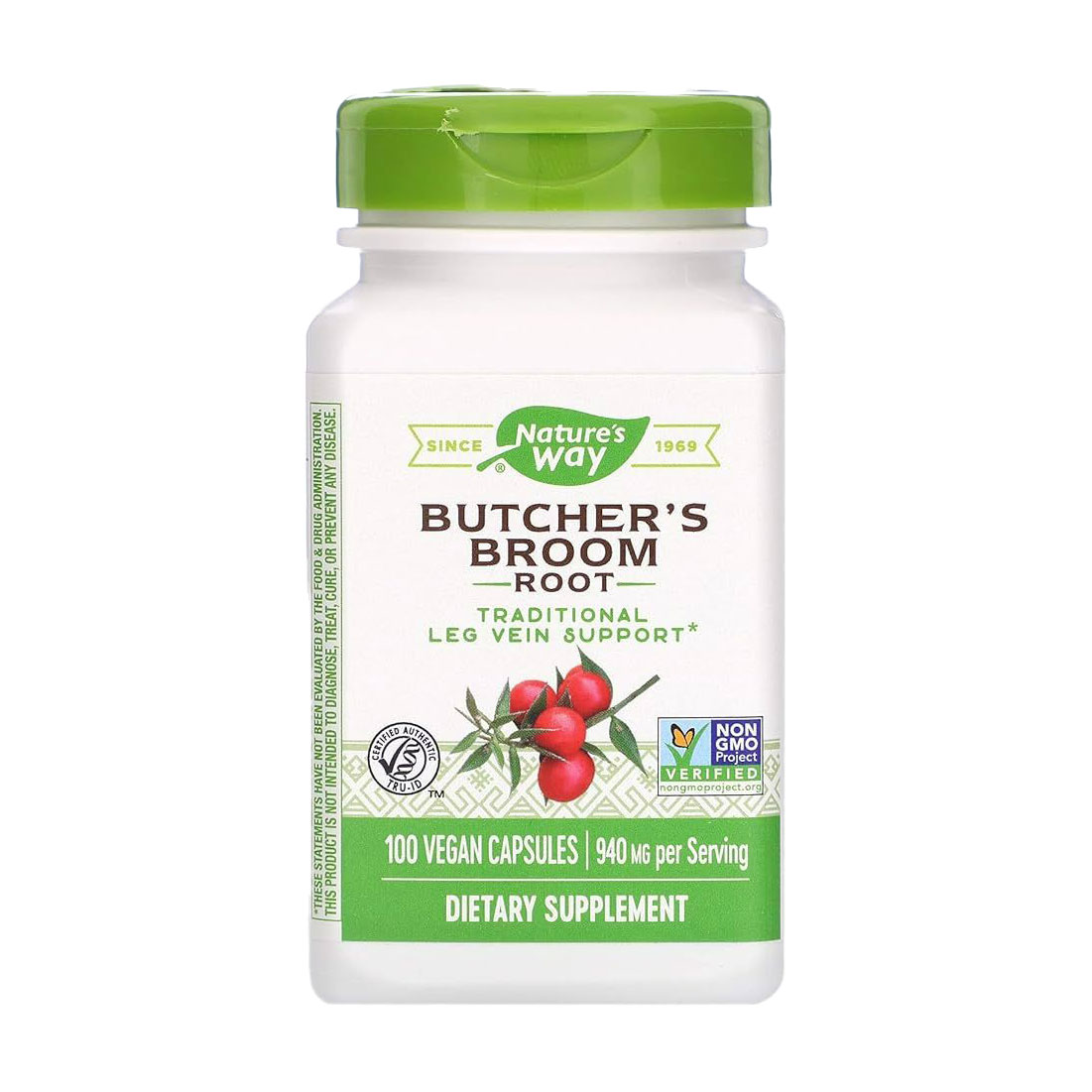 

Корінь іглиці шипуватої Nature's Way Butcher's Broom Root 940 мг, 100 веганських капсул