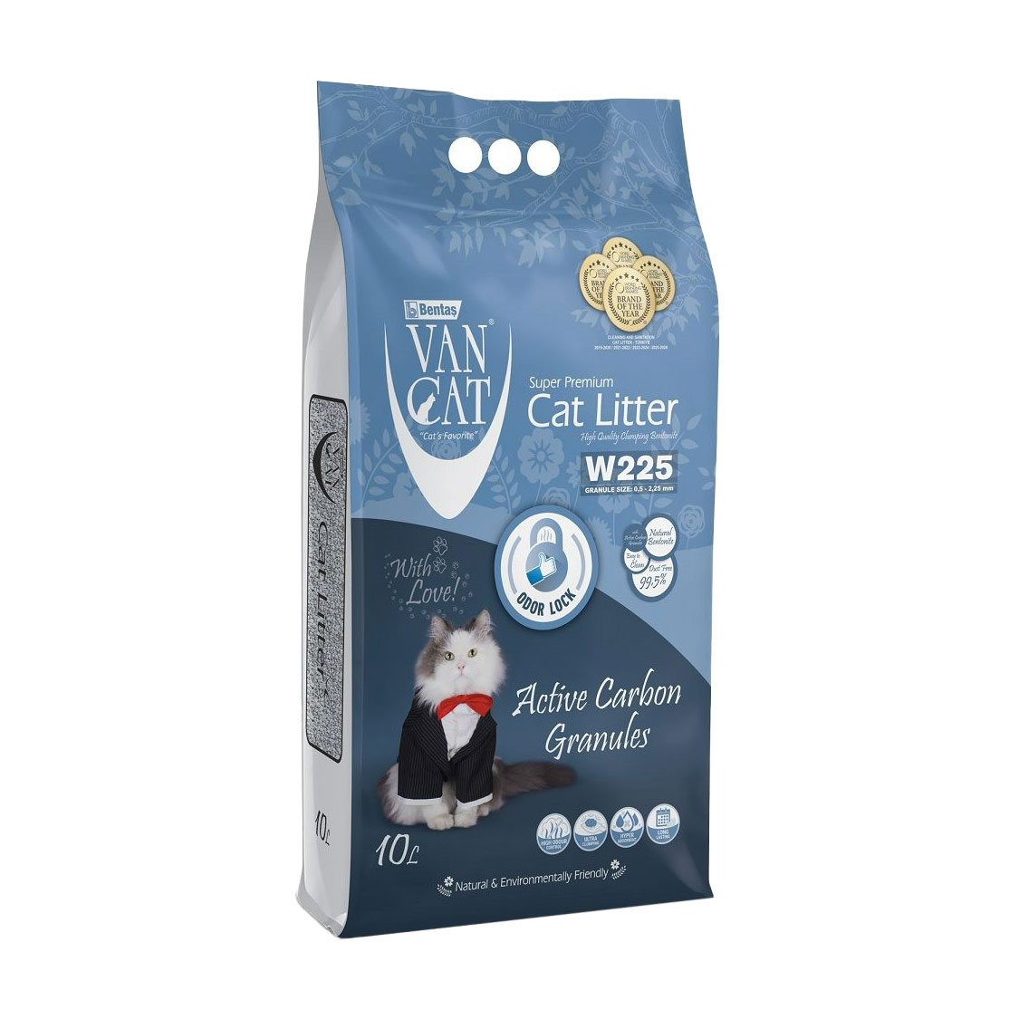 

Бентонітовий наповнювач для котячого туалету VanCat Super Premium з гранулами активованого вугілля, 10 л, 8.5 кг