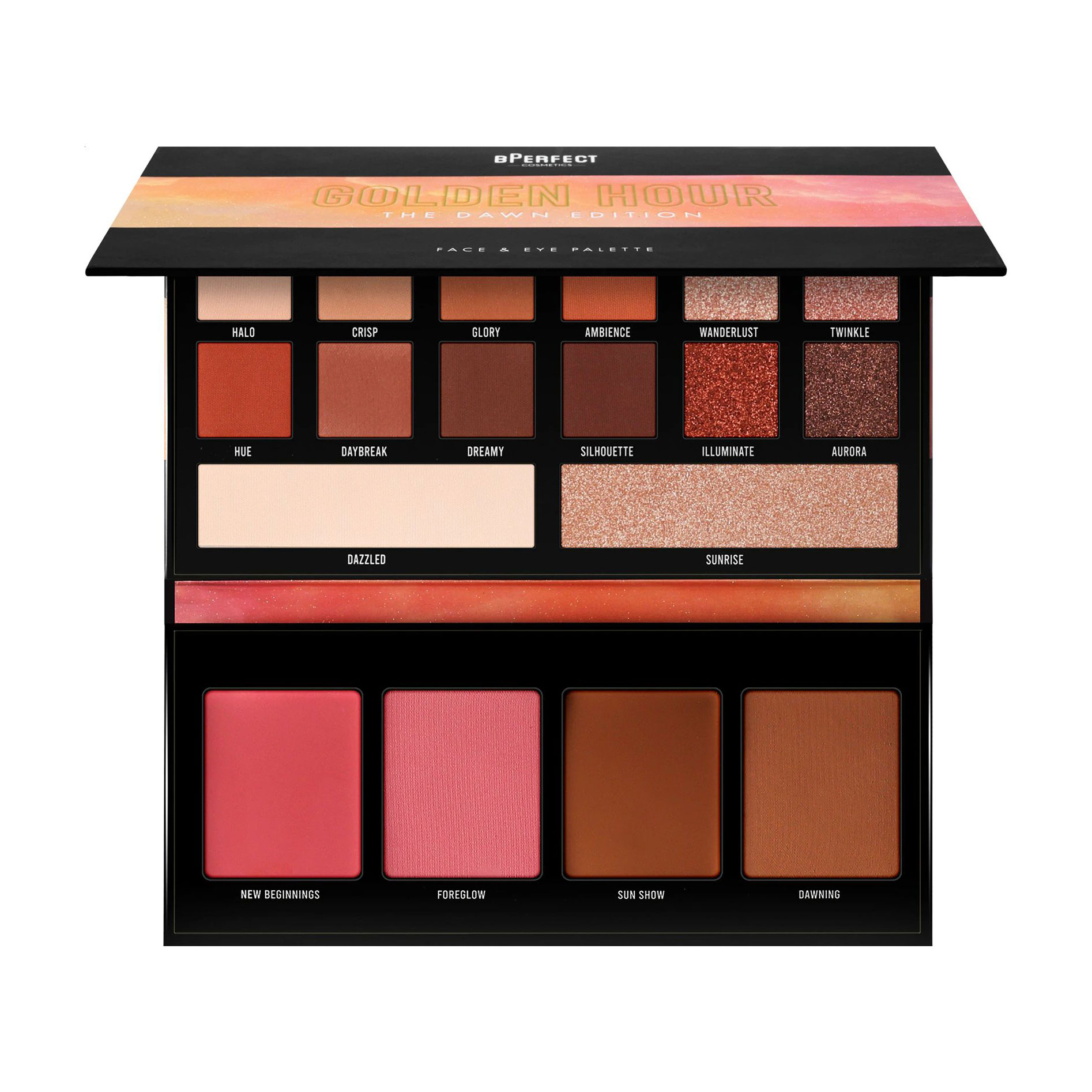 Палетка для макіяжу очей та обличчя BPerfect Cosmetics Golden Hour The Dawn Edition Face & Eye Palette, 54.6 г