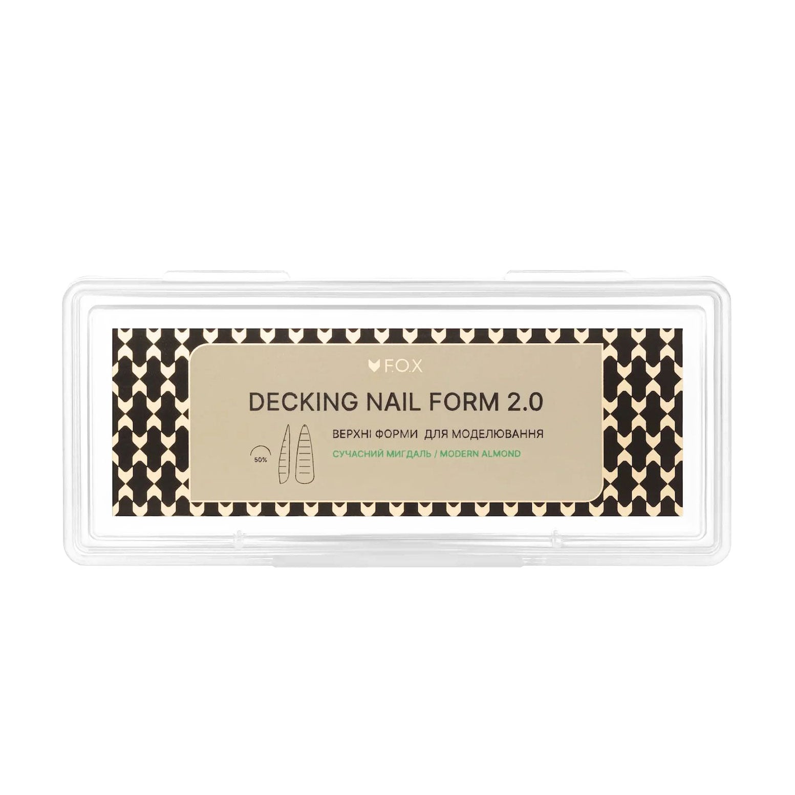 

Верхні форми для моделювання нігтів F.O.X Decking Nail Form 2.0 Сучасний мигдаль, 24 шт (FDNMA)