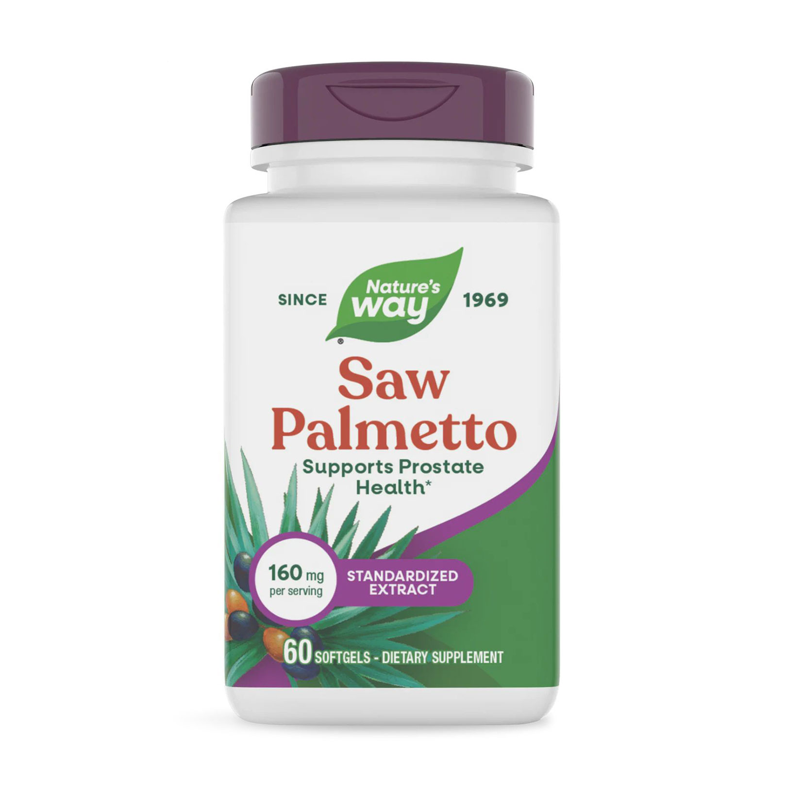 

Со пальметто Nature's Way Saw Palmetto 160 мг, 60 гелевих капсул