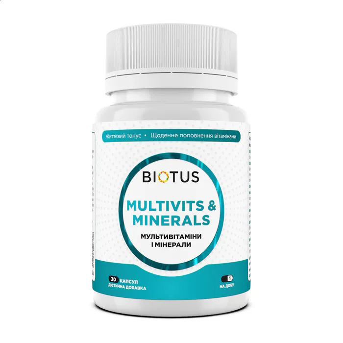 

Мультивітаміни та мінерали Biotus Multivits & Minerals, 30 капсул