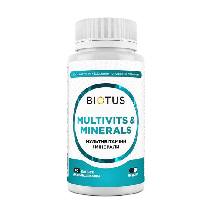 

Мультивітаміни та мінерали Biotus Multivits & Minerals, 60 капсул