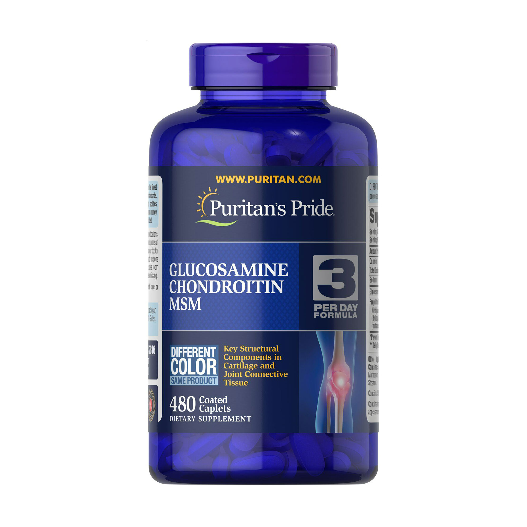 

Глюкозамін, хондроїтин та МСМ Puritan's Pride Double Strength Glucosamine Chondroitin MSM, 480 каплет