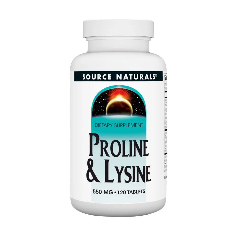 

Пролін та лізин Source Naturals Proline & Lysine, 550 мг, 120 таблеток