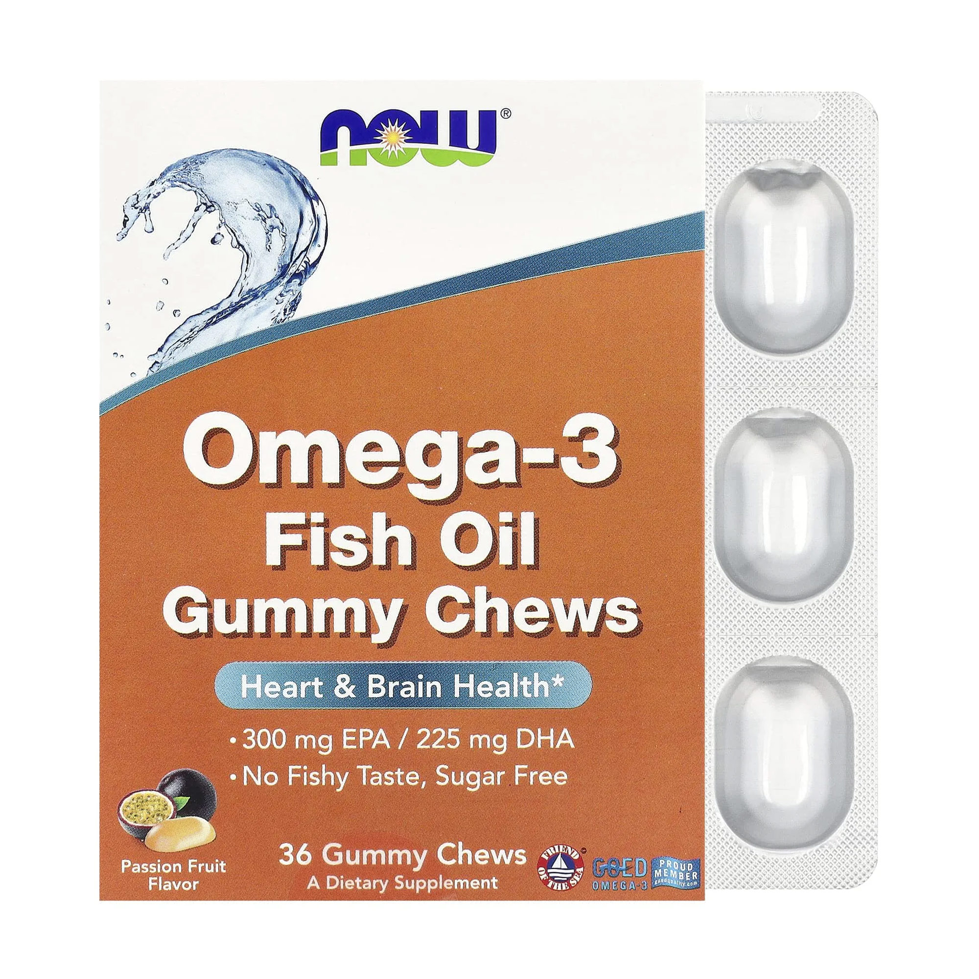 

Омега-3 NOW foods Omega-3 Fish Oil Gummy Chews зі смаком маракуї, 36 жувальних цукерок