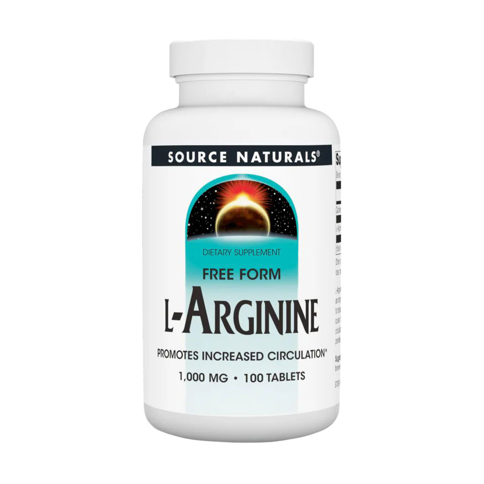 

Аргінін Source Naturals L-Arginine Free Form, 1000 мг, 100 таблеток