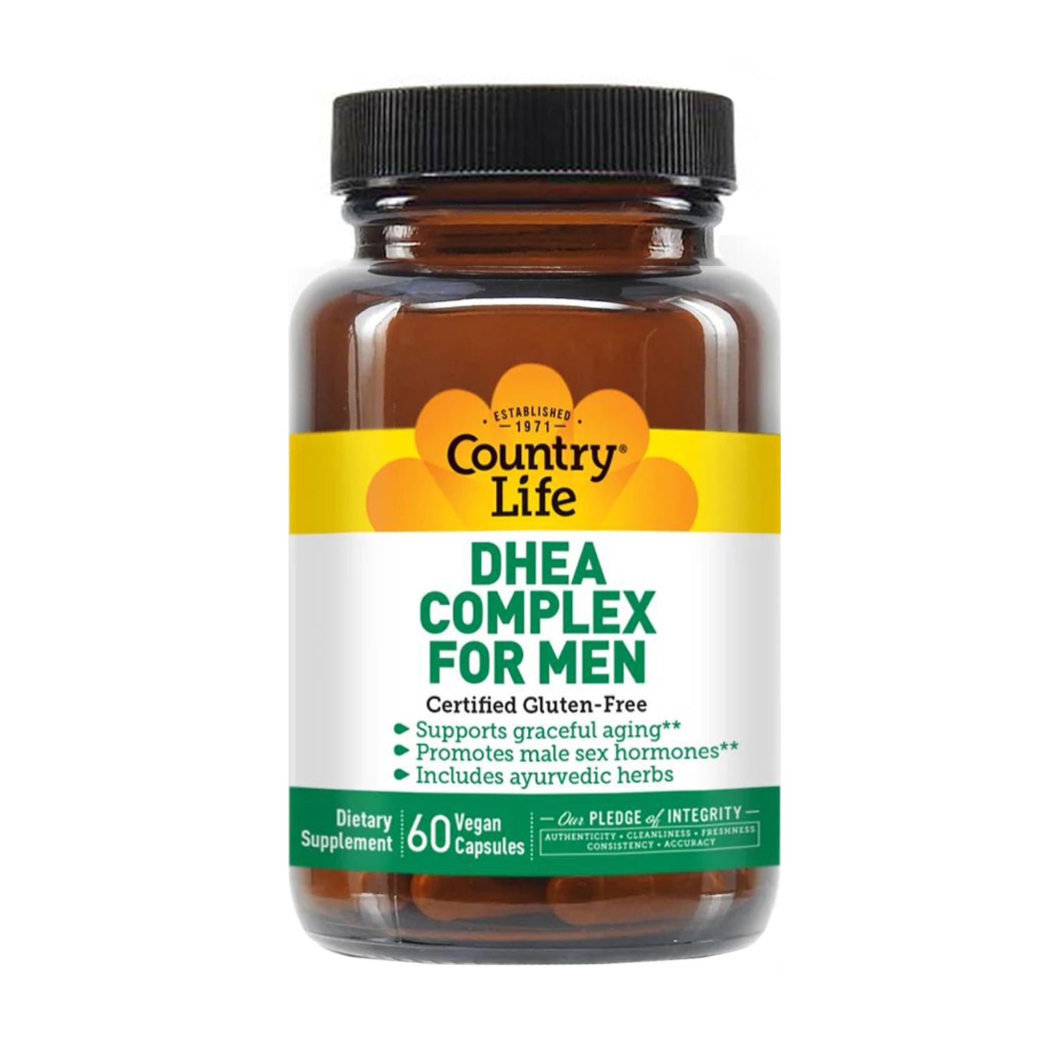 

Чоловічий комплекс дегідроепіандростерон Country Life DHEA Complex For Men, 60 веганських капсул