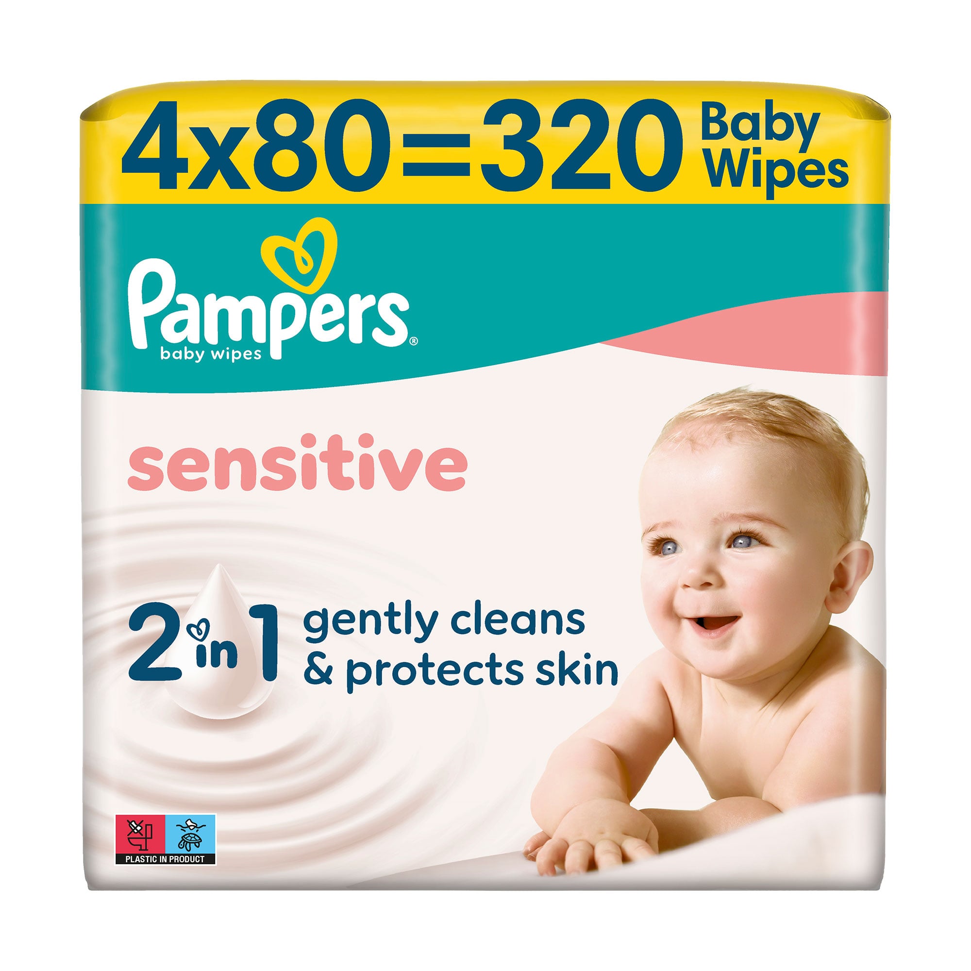 

Дитячі вологі серветки Pampers Sensitive, 4*80 шт