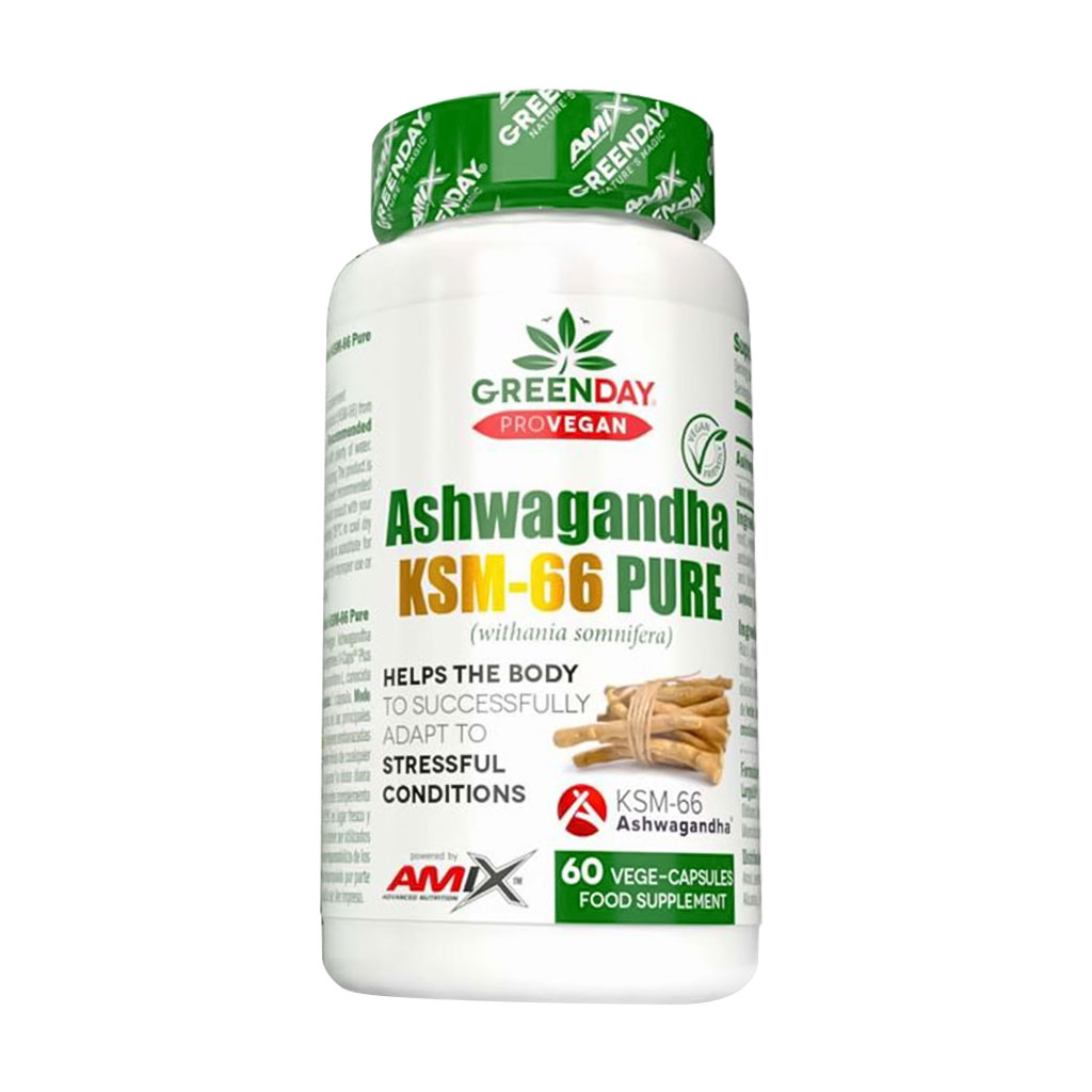 

Ашваганда Amix Nutrition GreenDay ProVegan Ashwagandha KSM-66 Pure, 60 вегетаріанських капсул