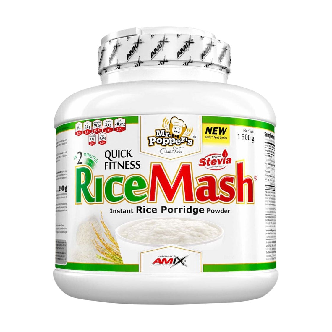 

Рисове пюре швидкого приготування Amix Nutrition Mr. Popper`s RiceMash Полуниця-йогурт, в порошку, 1.5 кг