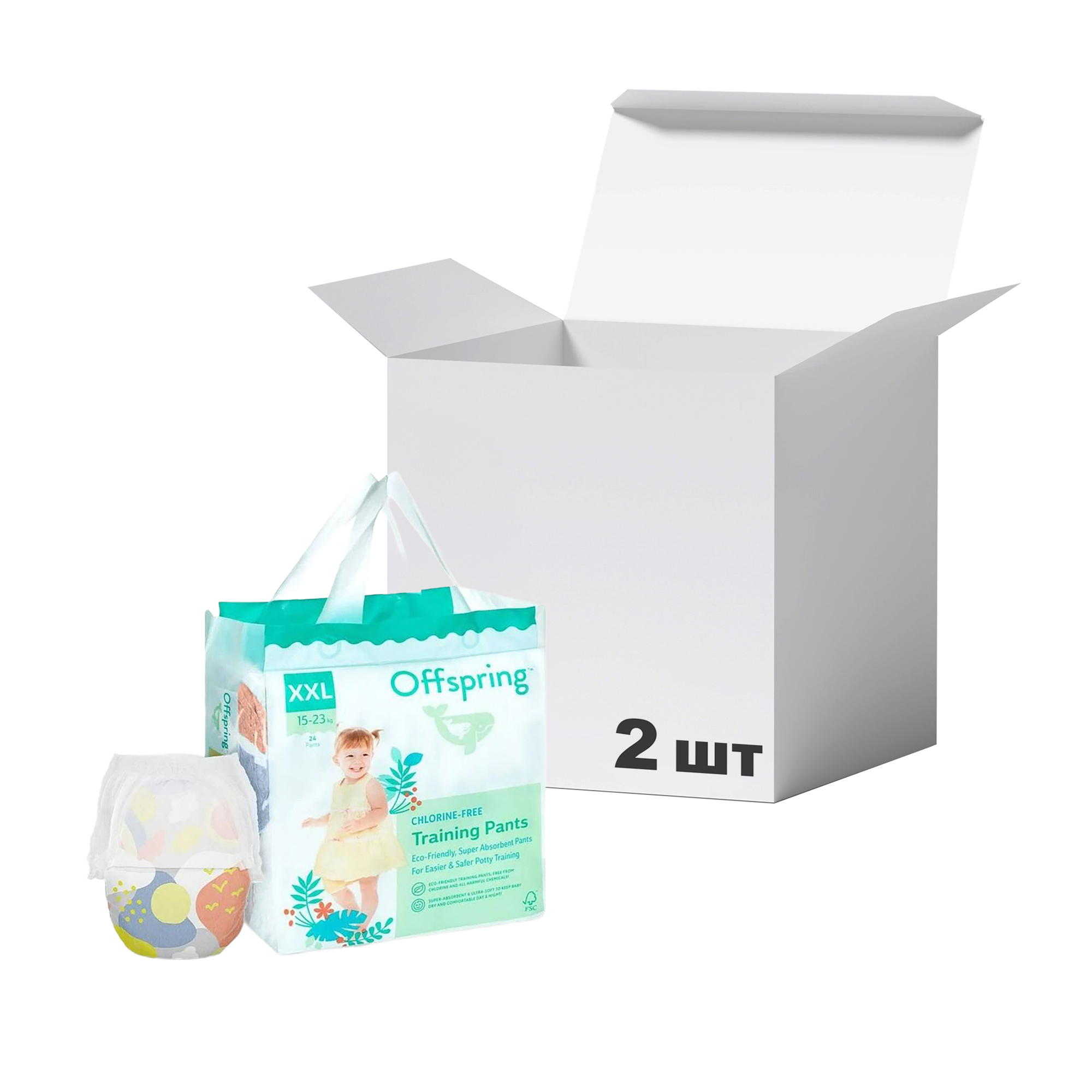 

Упаковка підгузків-трусиків Offspring Sky, розмір XXL (15-23 кг), 24 шт * 2 шт