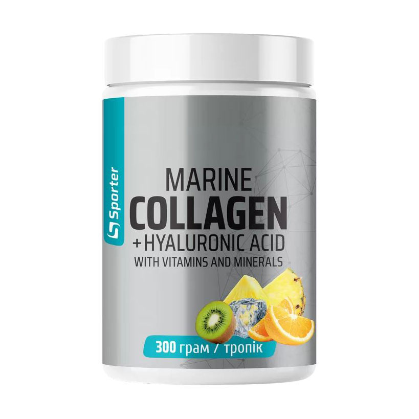 

Морський колаген з гіалуроновою кислотою Sporter Marine Collagen + Hyaluronic Acid Тропік, в порошку, 300 г