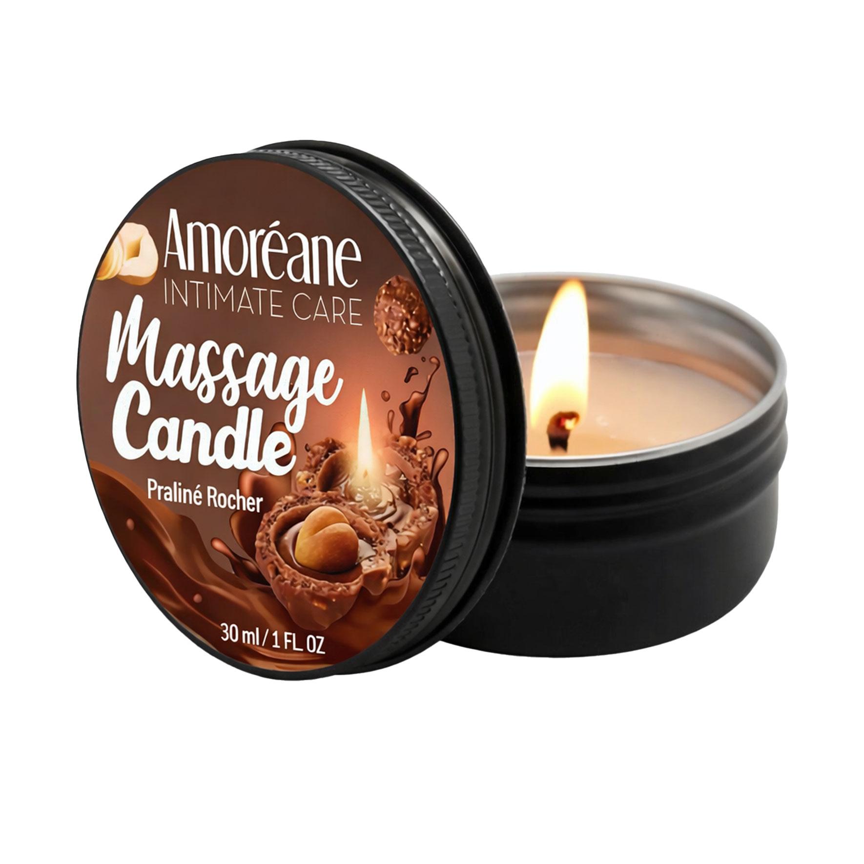 

Масажна свічка для тіла Amoreane Massage Candle з ароматом солодкого праліне, 30 мл