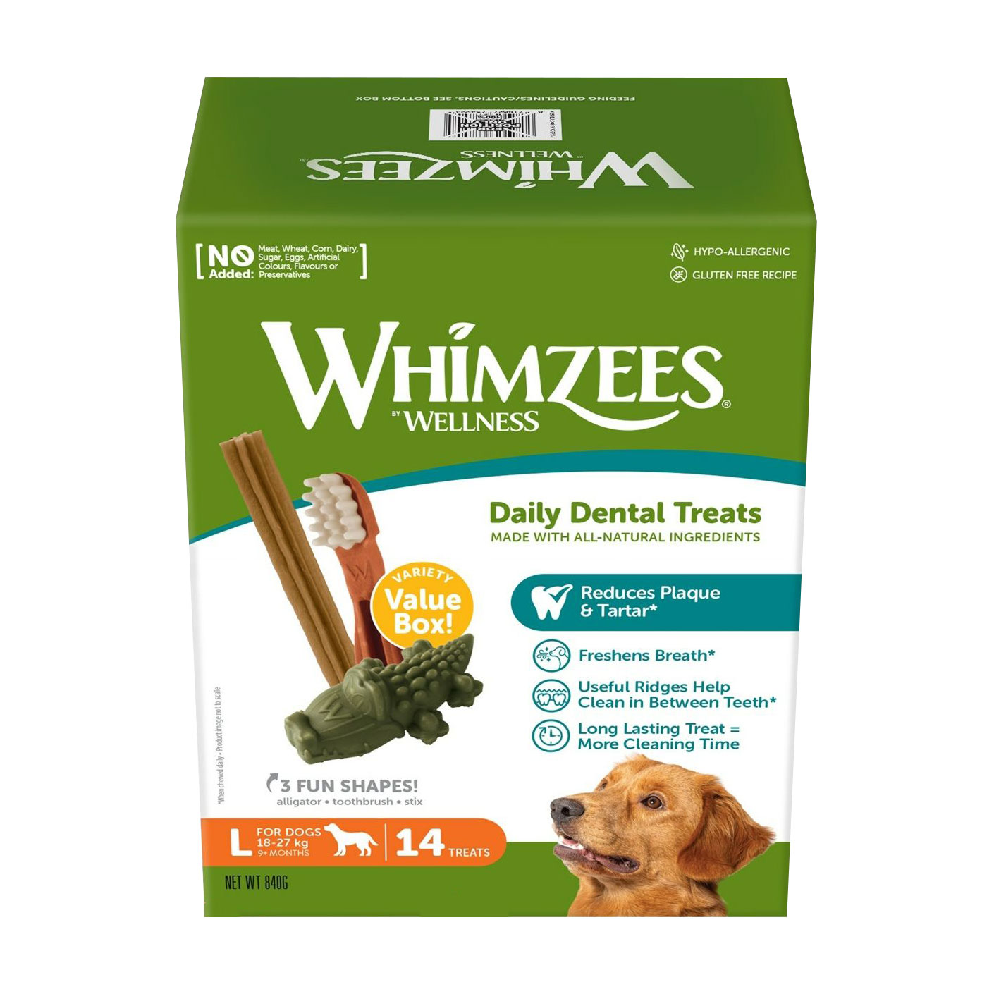 

Набір ласощів для собак Whimzees Variety Value Box розміром L (18-27 кг), від 9 місяців, 14 шт