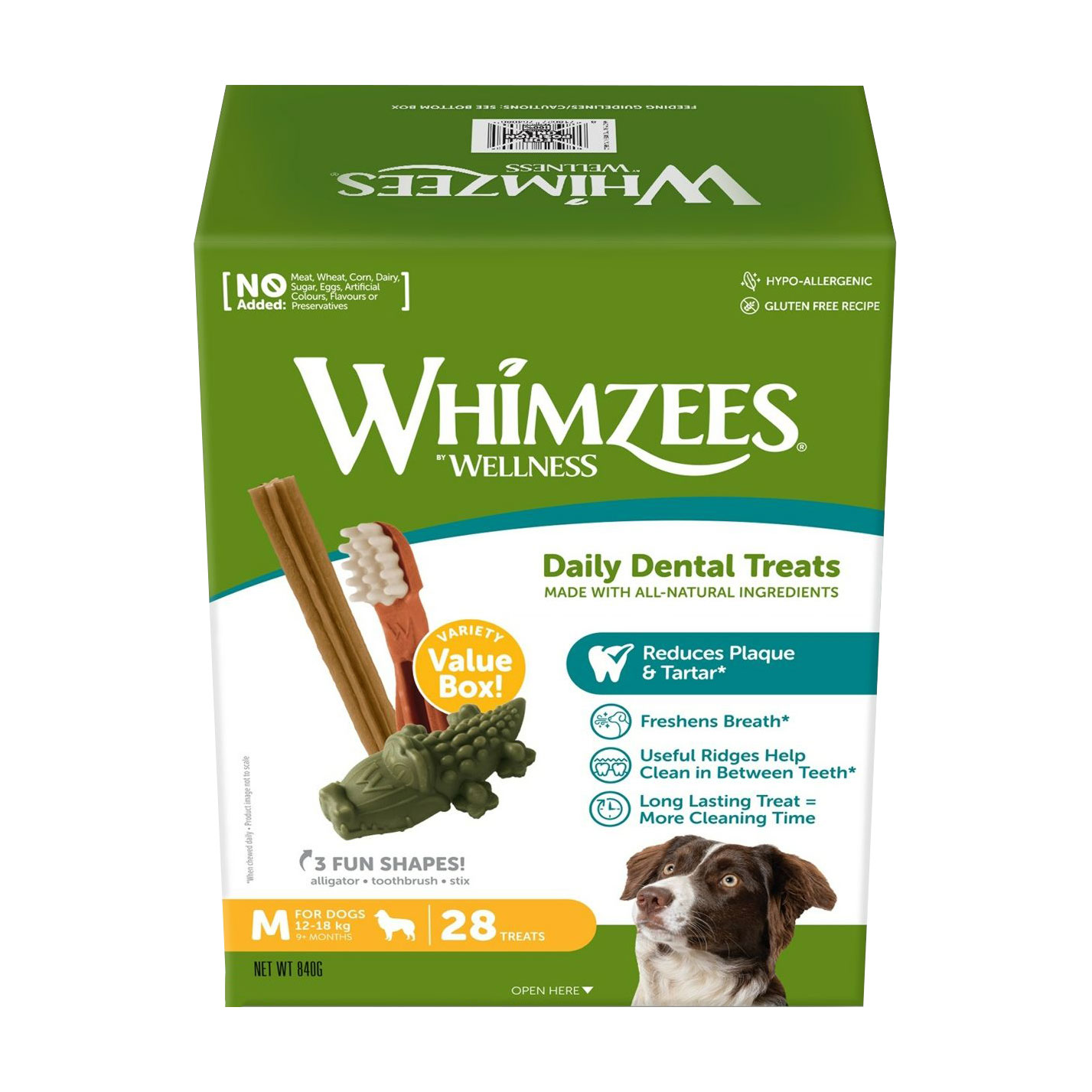 

Набір ласощів для собак Whimzees Variety Value Box розміром M (12-18 кг), від 9 місяців, 28 шт