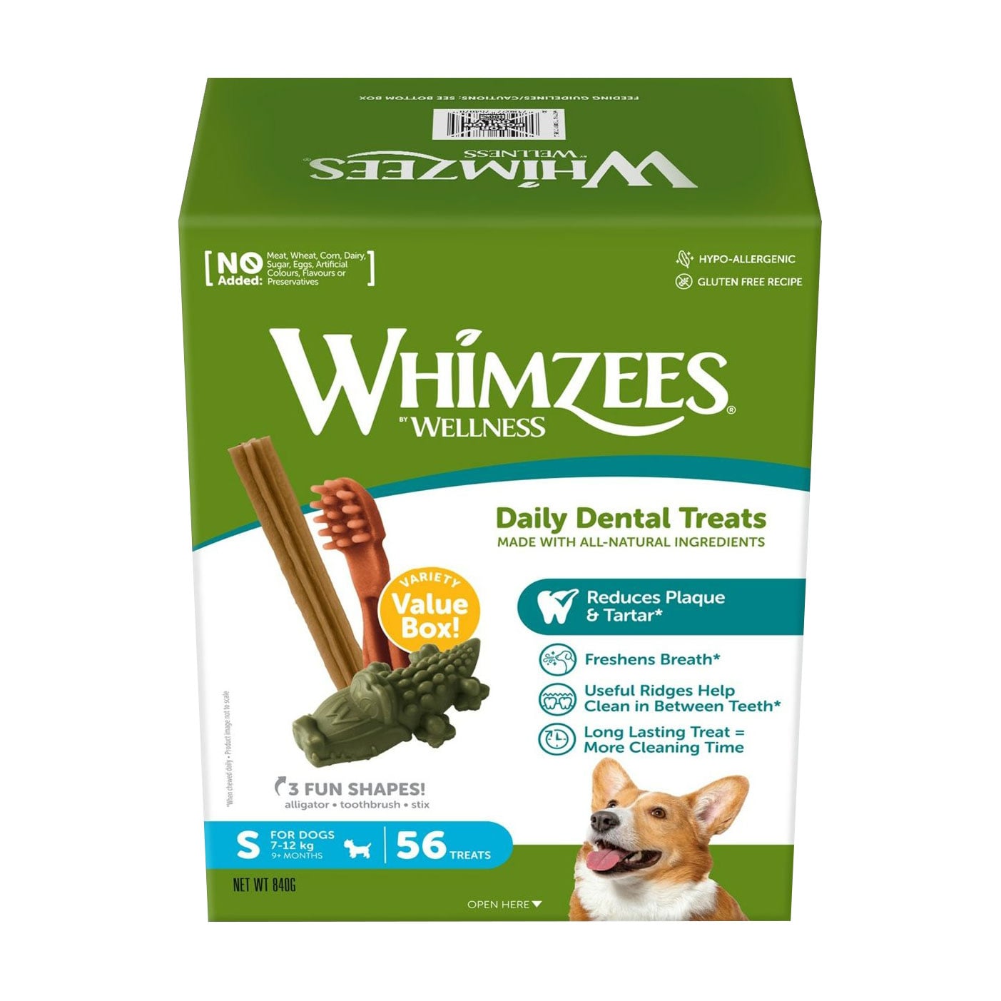 

Набір ласощів для собак Whimzees Variety Value Box розміром S (7-12 кг), від 9 місяців, 56 шт