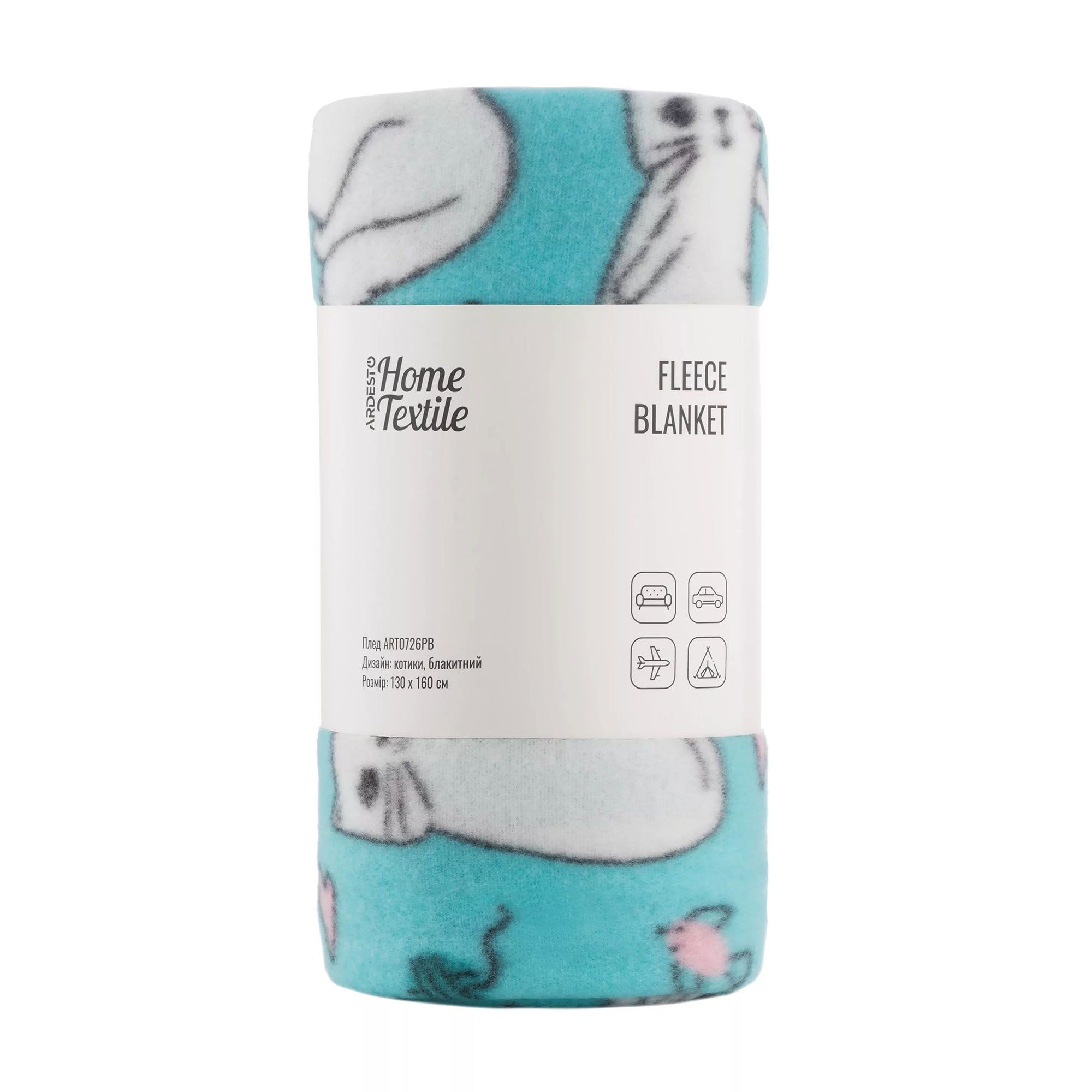 

Плед Ardesto Fleece котики, блакитний, 130*160 см (ART0726PB)