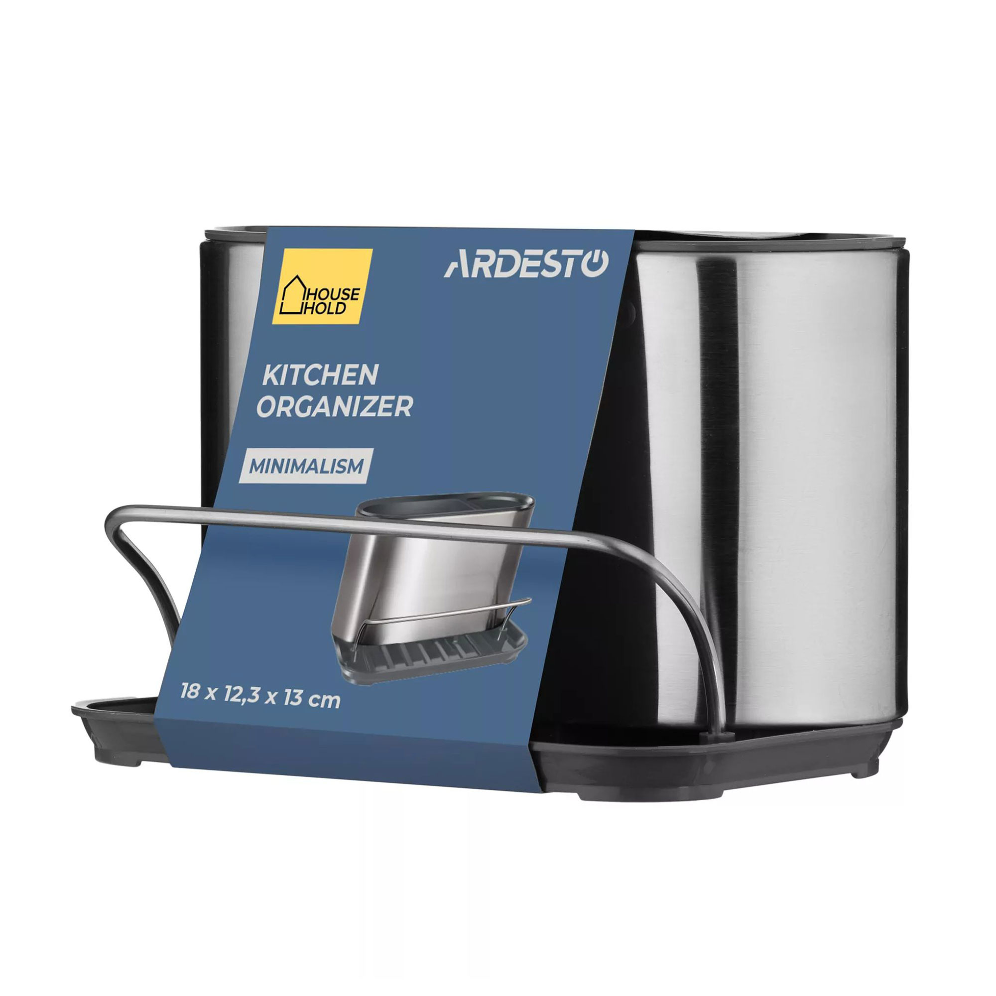 

Органайзер для кухні Ardesto Minimalism сірий темний, 18*12.3*13 см (ARHK4505GS)