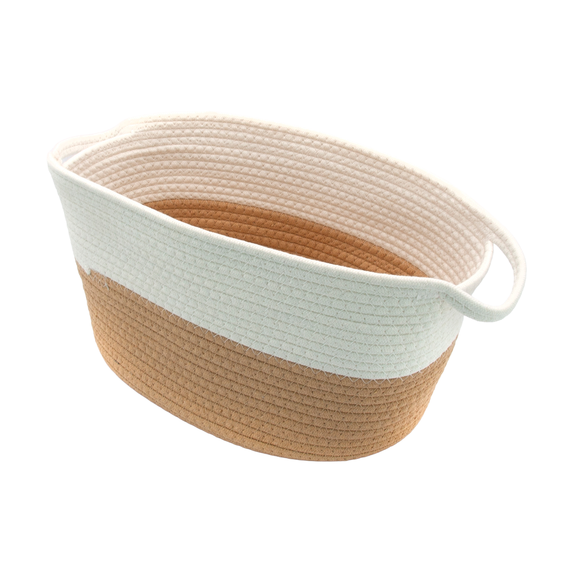 

Кошик плетений Hold & Home бавовняний, овальний, з ручками, біло-бежевий, 17*25*33 см (HW74798-3)