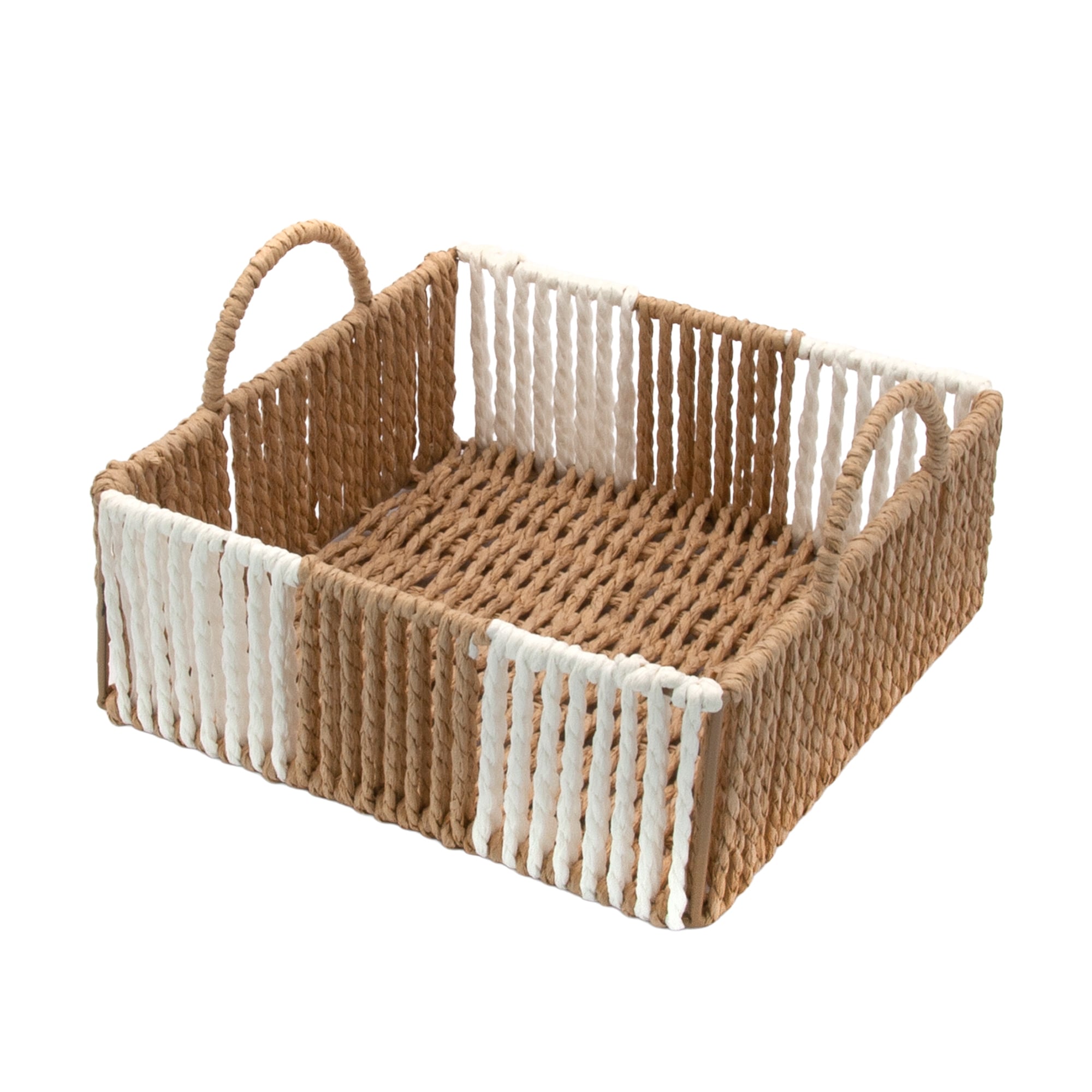 

Кошик плетений Hold & Home прямокутний, з ручками, біло-бежевий, 25*17*8.5 см (HW74795-1)