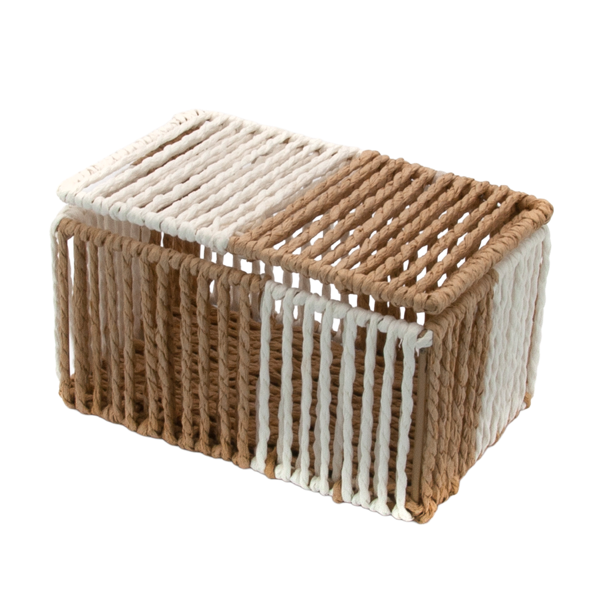 

Кошик плетений Hold & Home прямокутний, з кришкою, біло-бежевий, 18*11.5*10 см (HW74797-1)