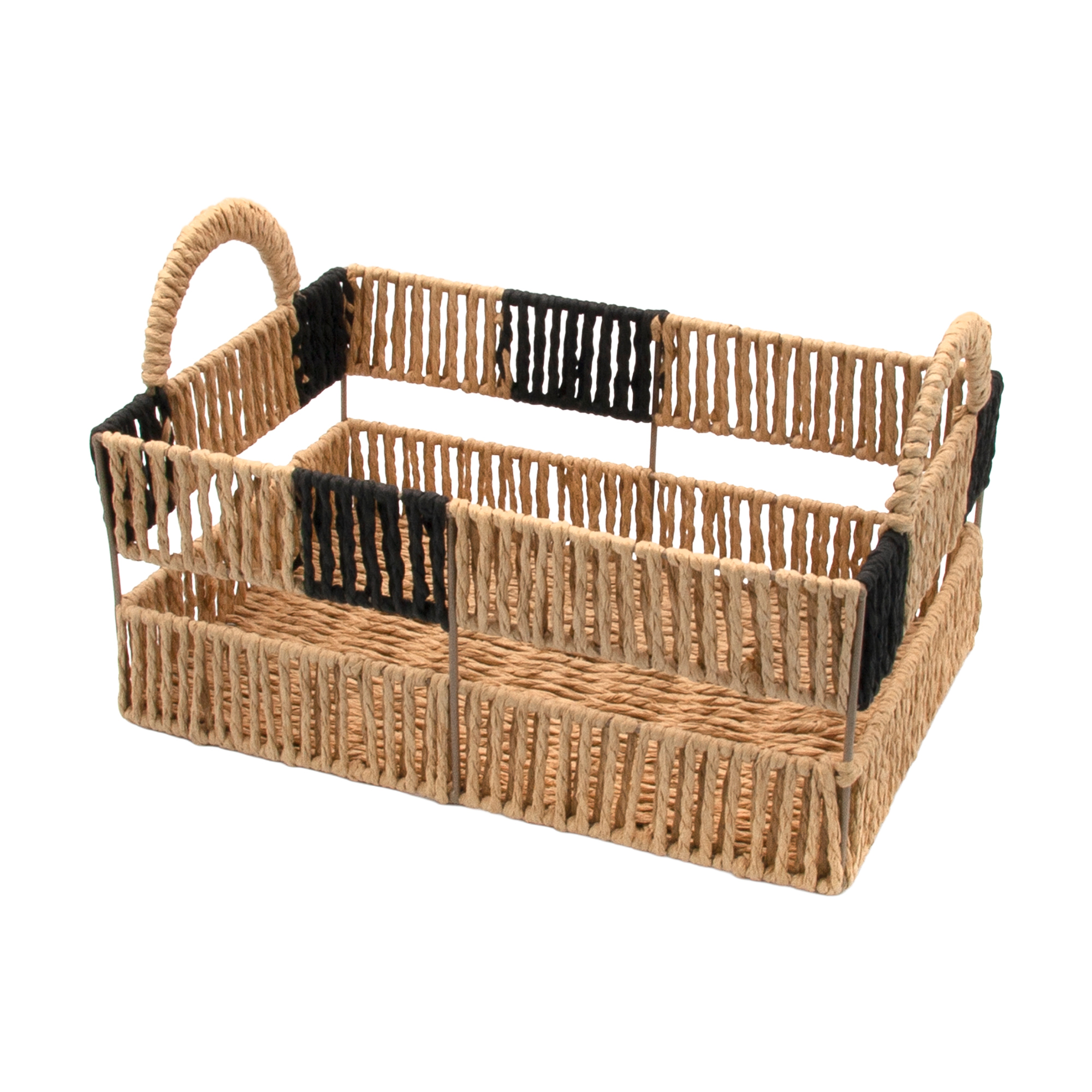 

Кошик плетений Hold & Home прямокутний, з ручками, бежево-чорний, 30*20*12/18 см (HW74804-2)