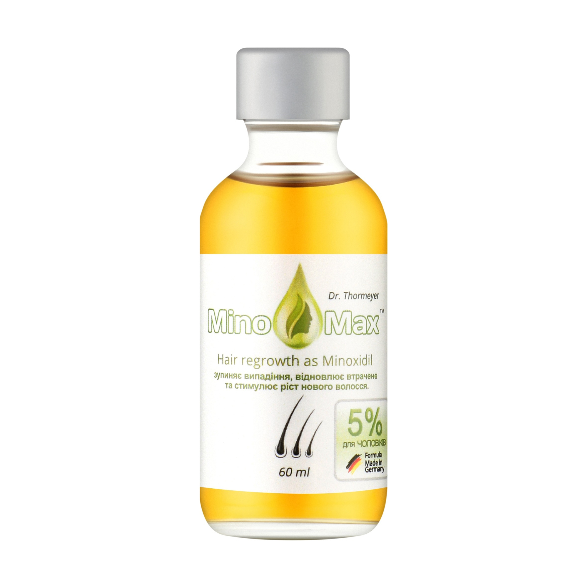 

Чоловічий лосьйон MinoMax 5% Hair Regrowth As Minoxidil для відновлення та стимуляції росту волосся, 60 мл
