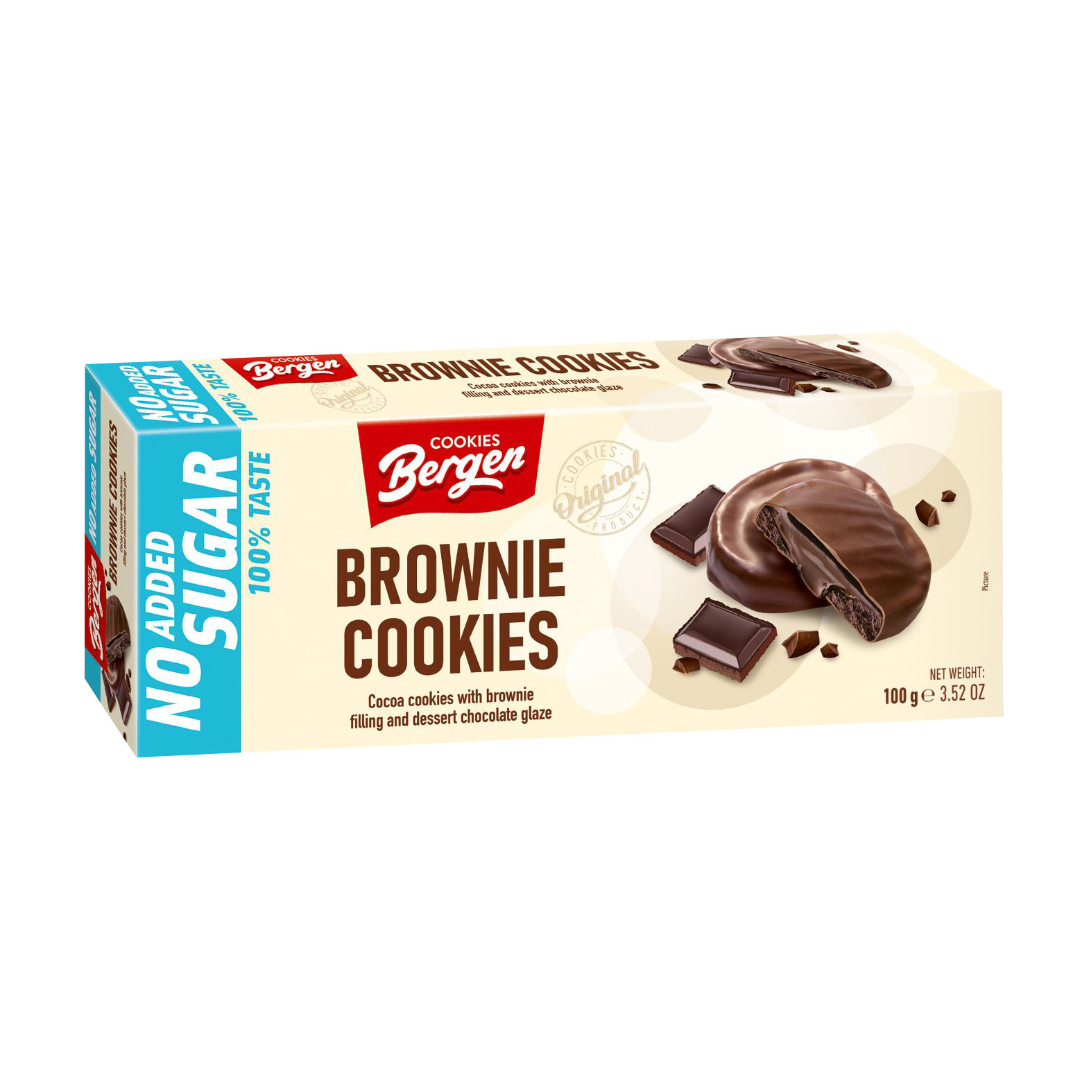 

Печиво Bergen Cookies Brownie Cookies Брауні, без цукру, 128 г