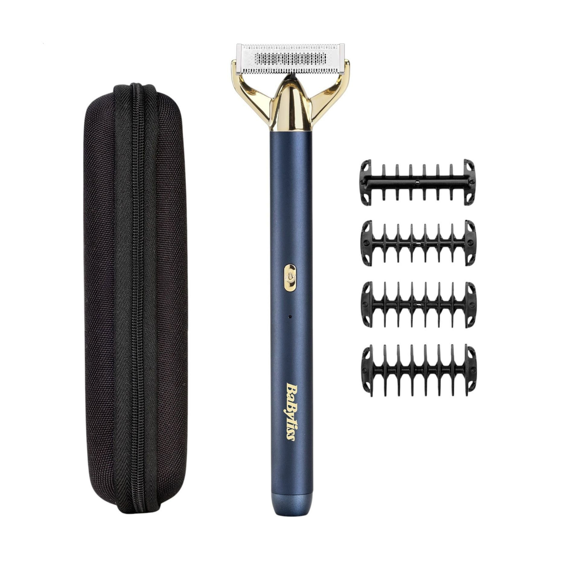 

Тример для вусів та бороди BaByliss X- Blade Super-X Metal 4 насадки, з кейсом та підставкою, синій (OT992E)