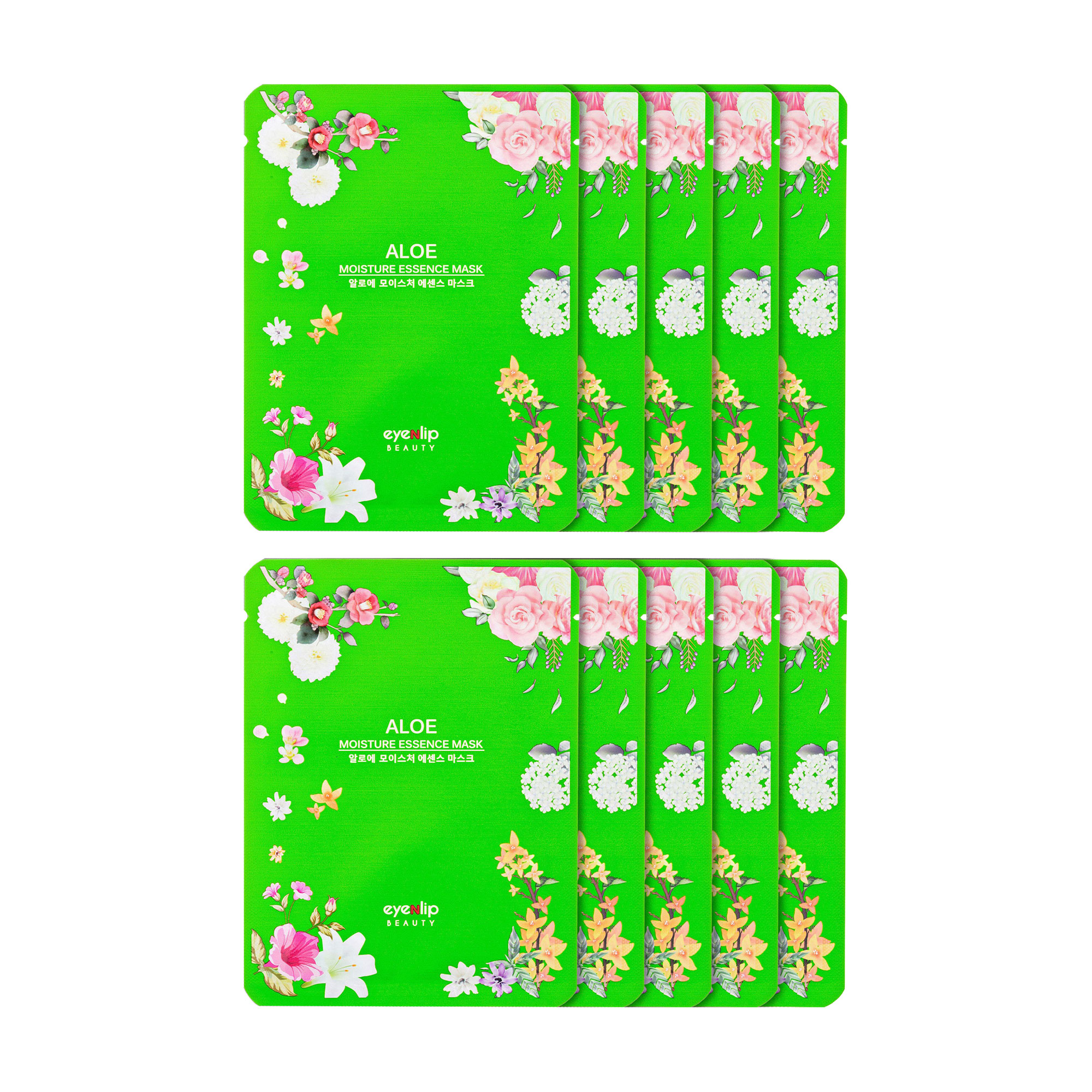 

Зволожувальна тканинна маска для обличчя Eyenlip Moisture Essence Mask Aloe з екстрактом алое, 10*25 мл