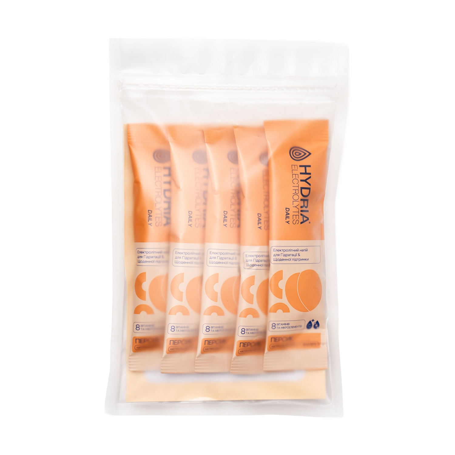 

Електроліти Hydria Electrolytes Daily Персик, в стіках, 5*5 г