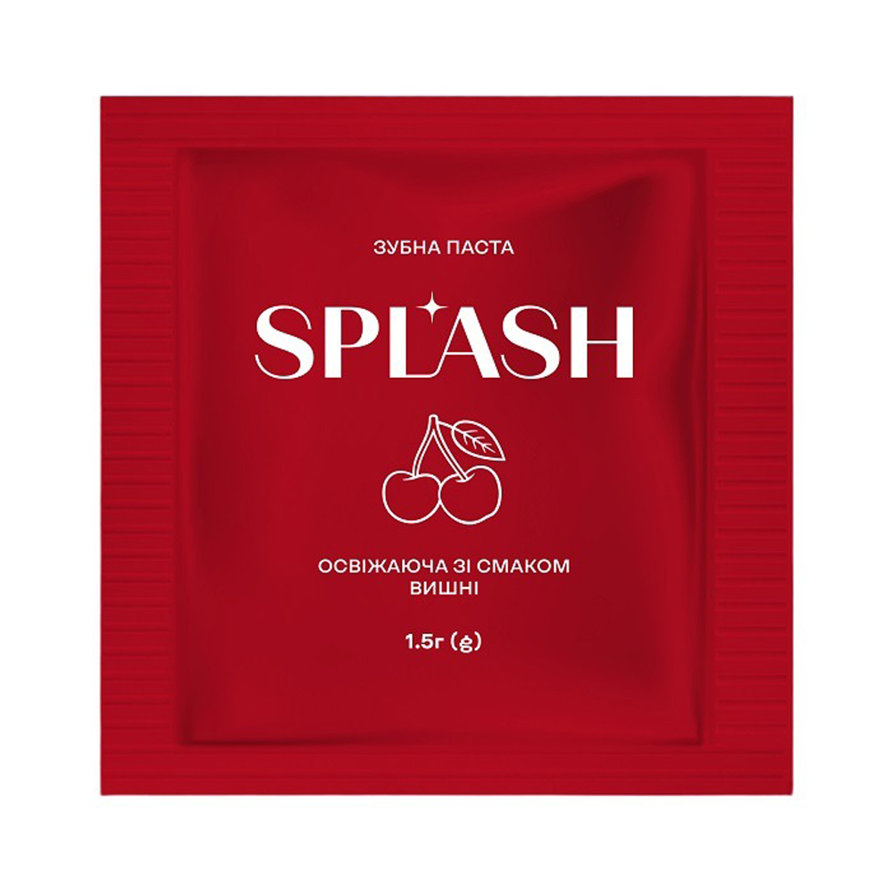 

Освіжальна зубна паста Splash зі смаком вишні, 1.5 г (саше)
