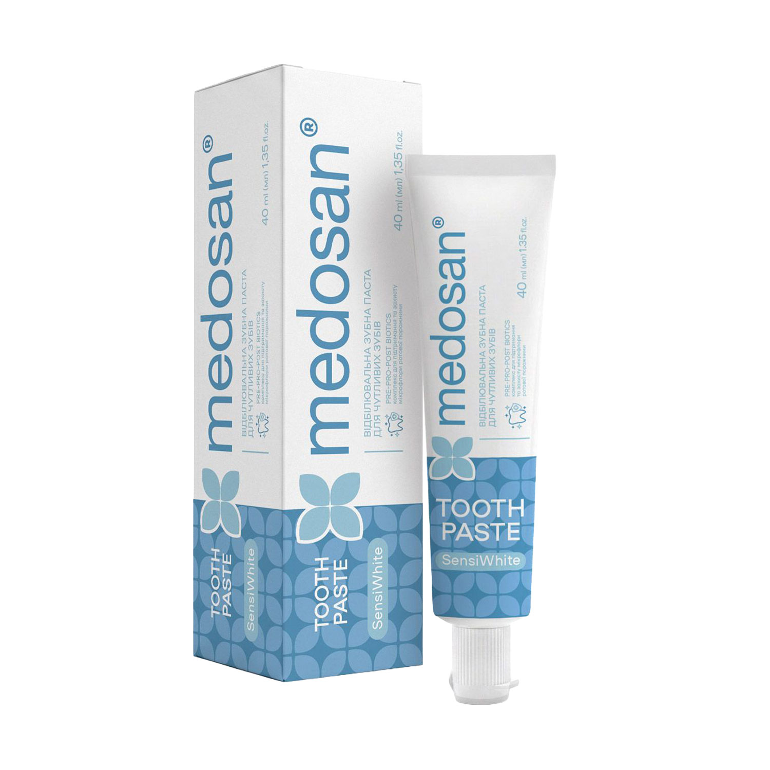 

Відбілювальна зубна паста Medosan SensiWhite Toothpaste для чутливих зубів, 40 мл