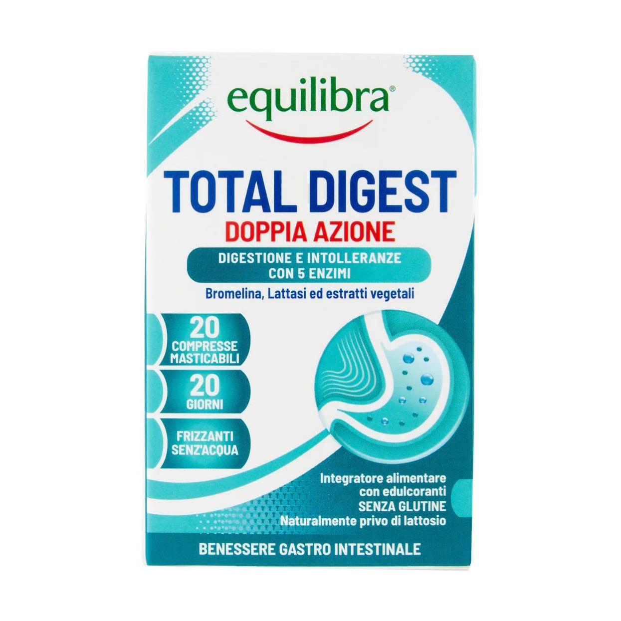 

Комплекс для підтримки травлення equilibra Total Digest, 20 жувальних таблеток