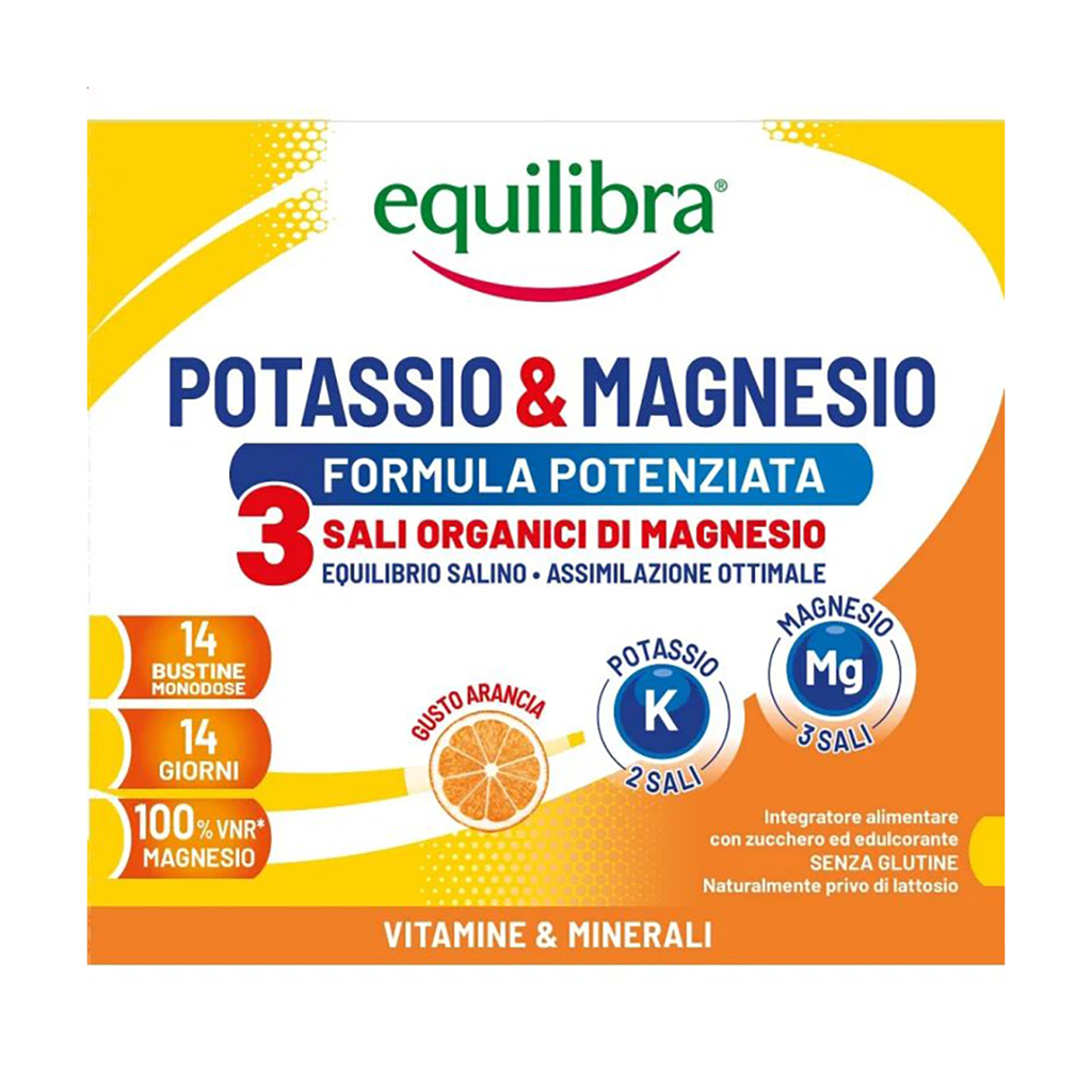 

Покращена формула калію та магнію equilibra Potassio & Magnesio, зі смаком апельсина, 14 саше