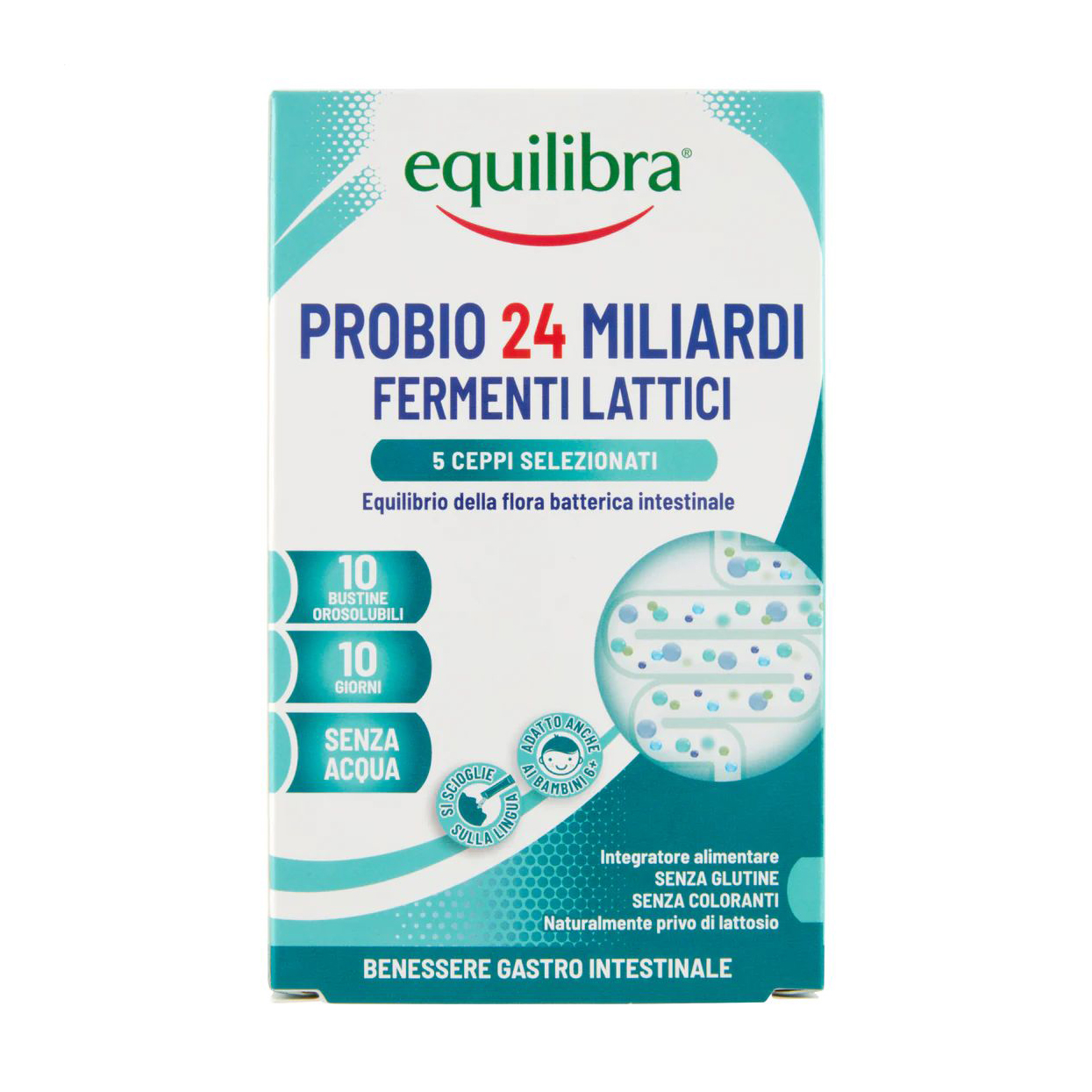 

Комплекс для нормалізації мікрофлори кишечника equilibra Probio 24 Miliardi Fermenti Lattici 24 млрд КУО, 10 саше