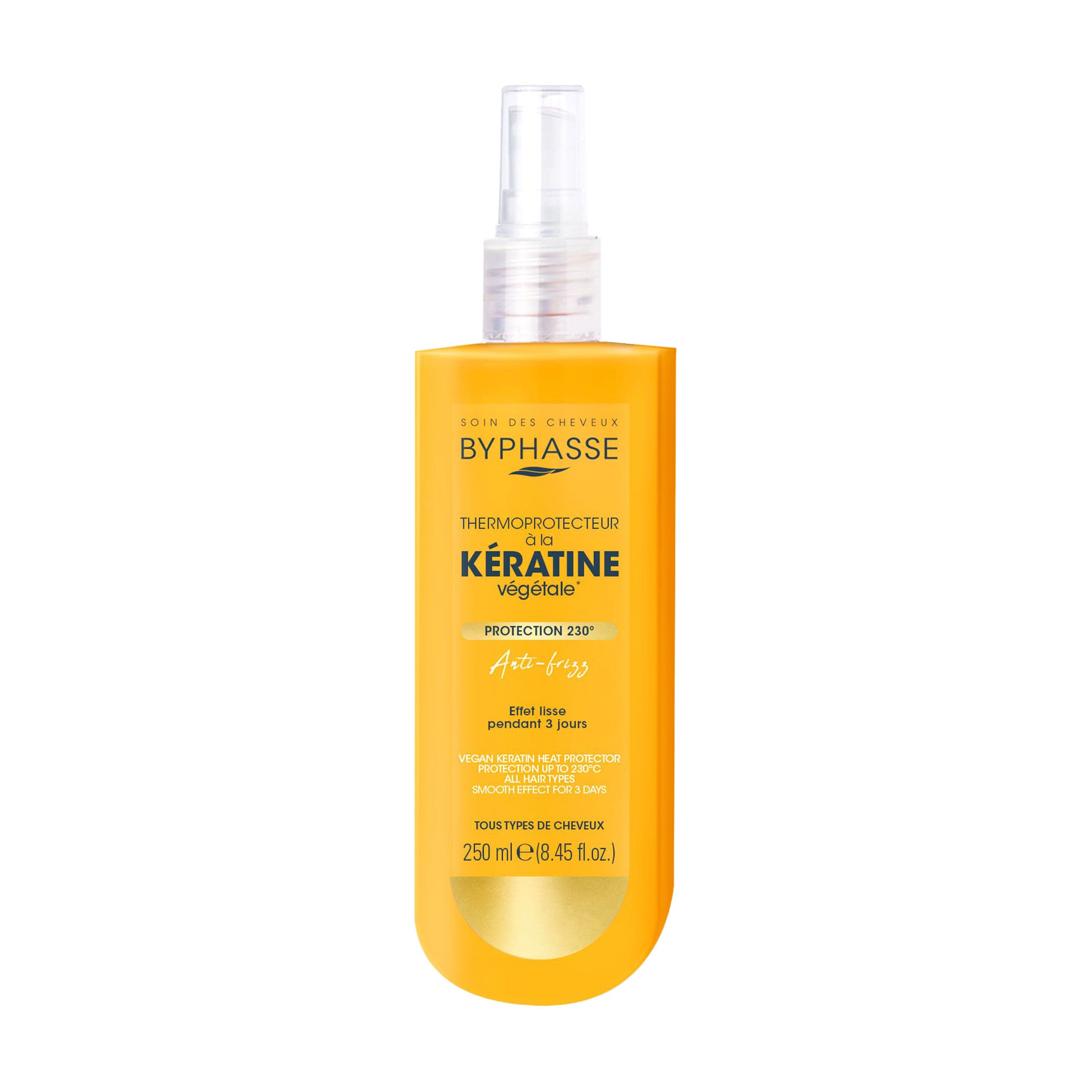 

Термозахисний спрей для волосся Byphasse Vegan Keratin Heat Protector з рослинним кератином, антифриз ефект, 250 мл