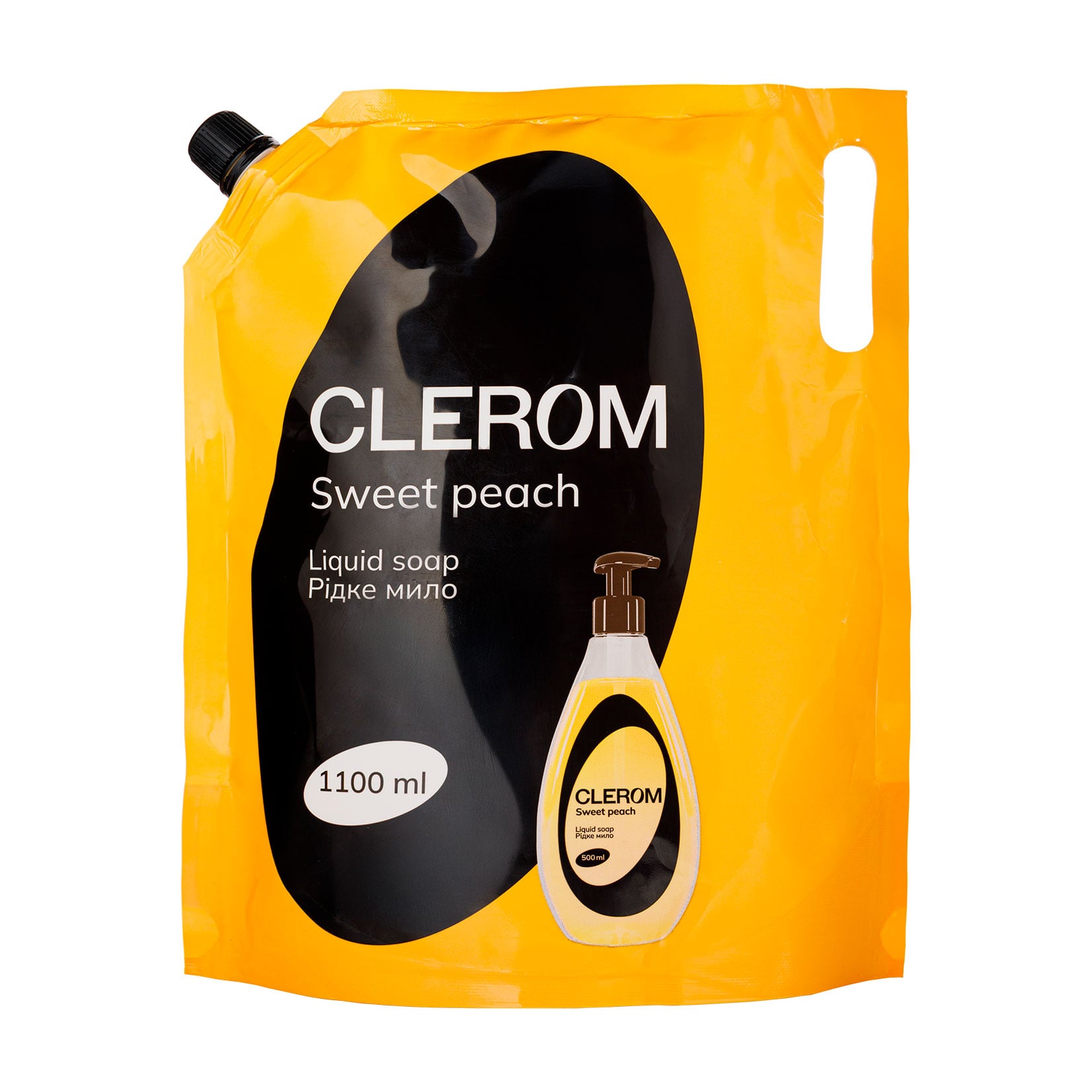

Рідке мило CLEROM Солодкий персик, 1.1 л (дойпак)