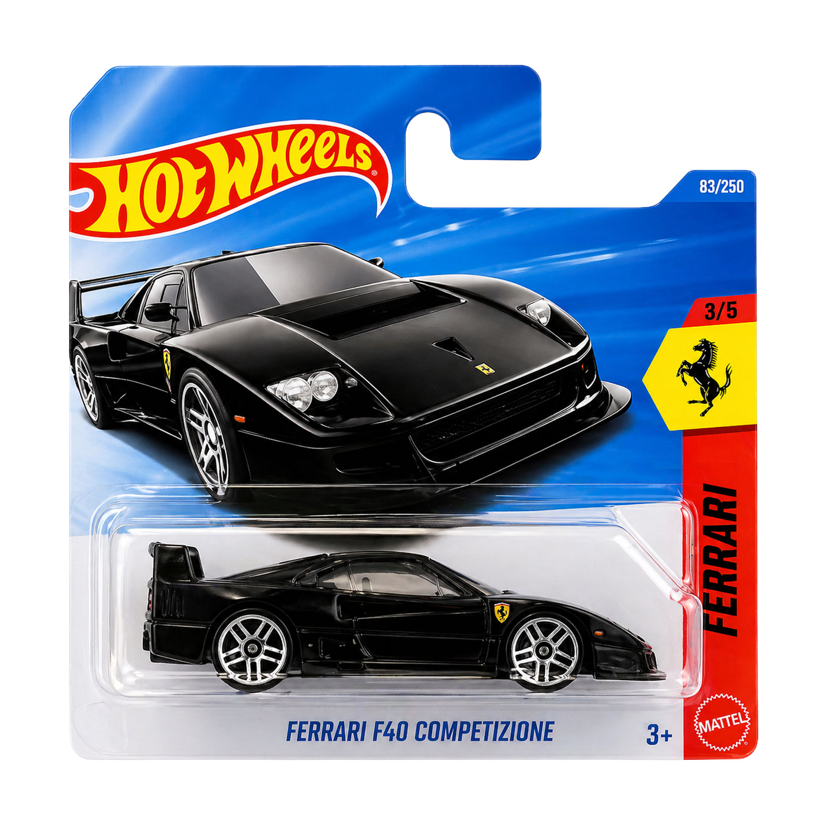 

Базовий автомобіль Hot Wheels Ferrari F40 Competizione чорний, від 3 років, 11*3.5*11 см (5785)