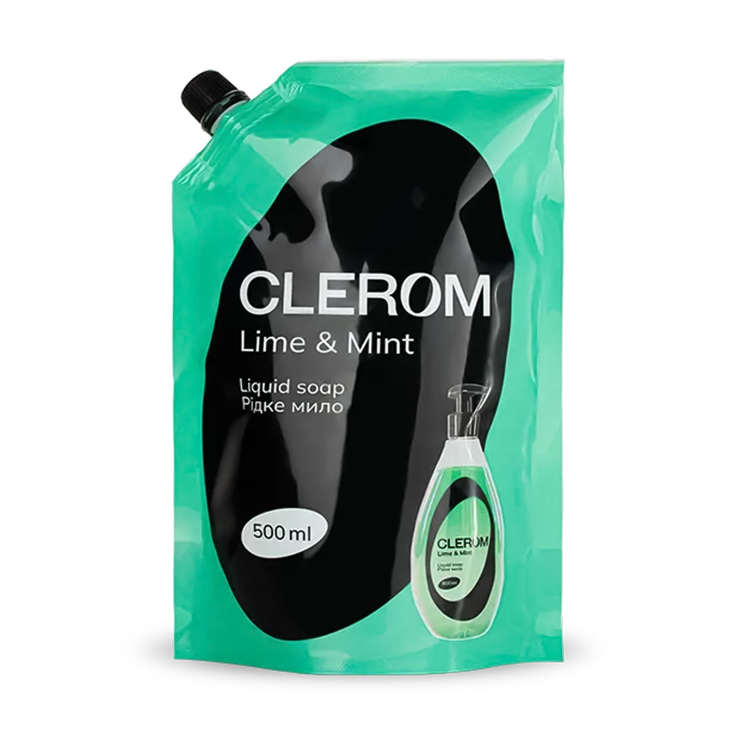 

Рідке мило CLEROM Лайм та м'ята, 500 мл (дойпак)
