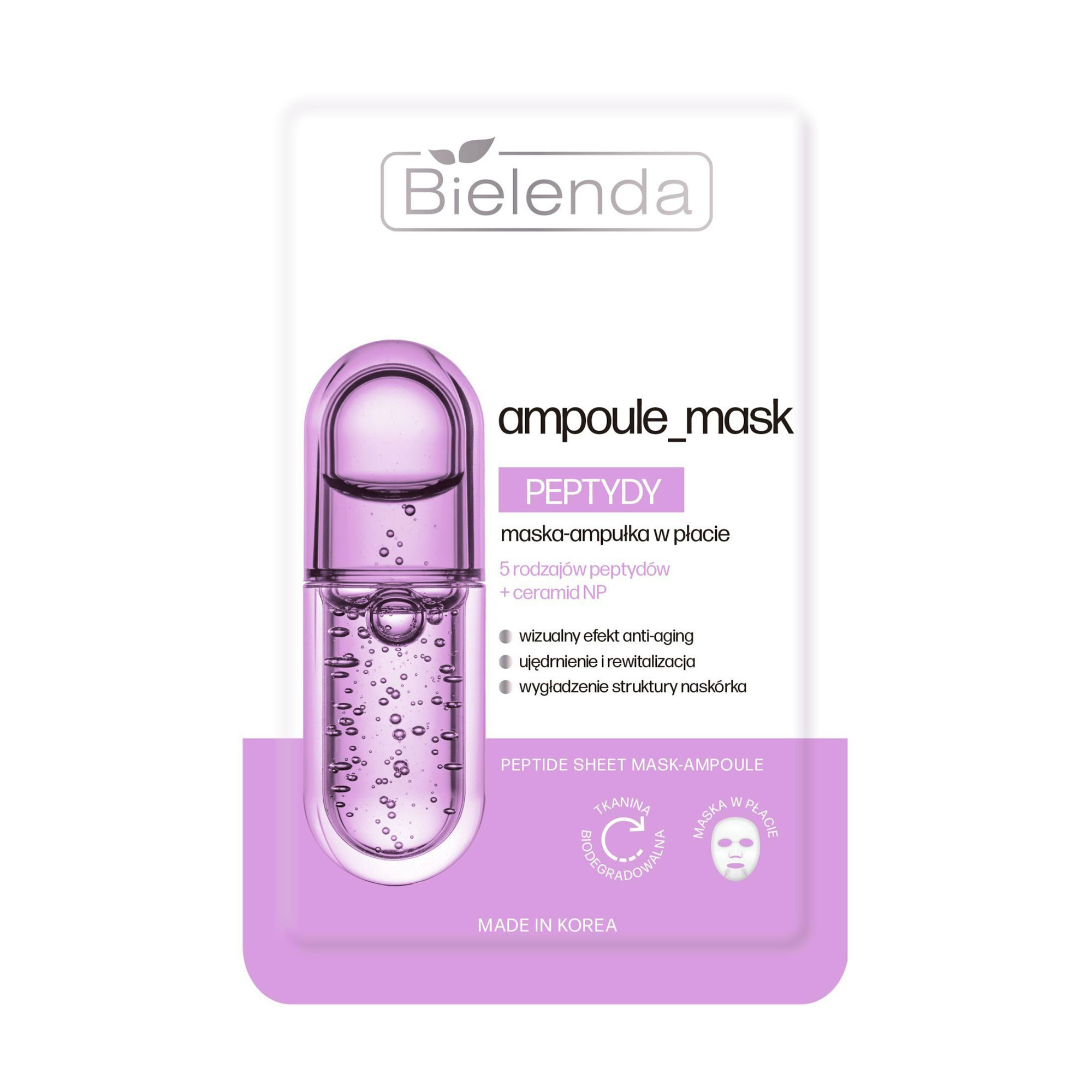 Ампульна тканинна маска для обличчя Bielenda Ampoule Mask Peptide Sheet Mask Ampoule, 1 шт