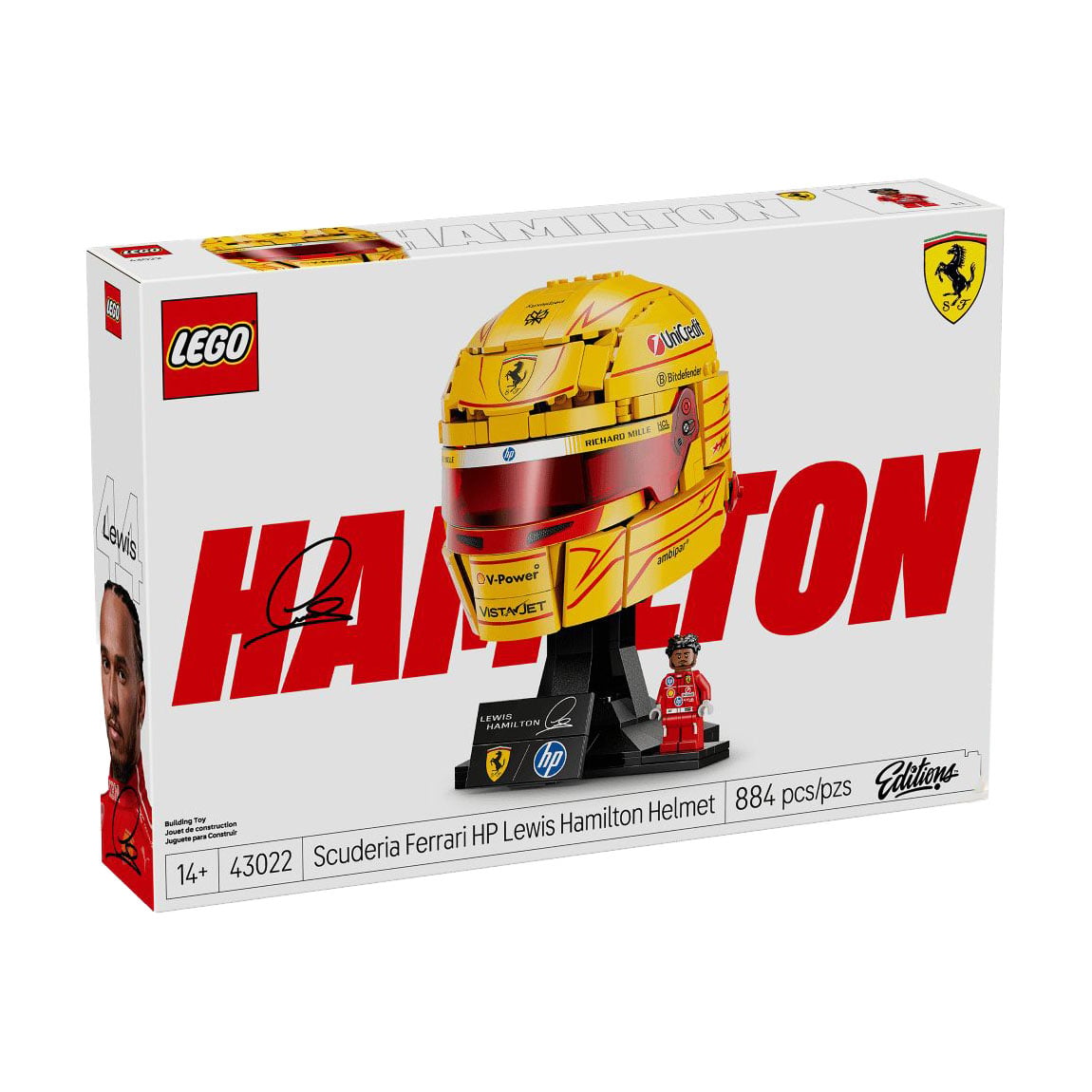 

Конструктор LEGO Editions Formula 1 Шолом Льюїса Гамільтона з команди Scuderia Ferrari HP, 884 деталей, від 14 років (43022)