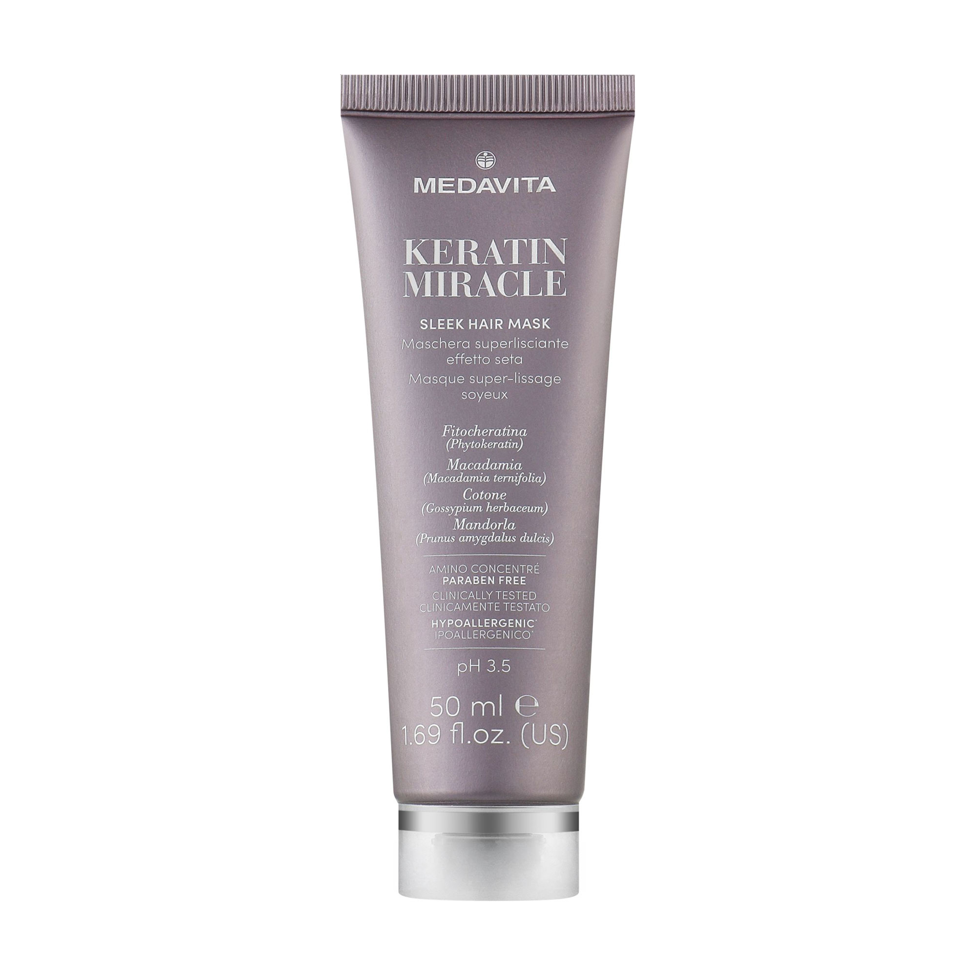 

Розгладжувальна маска для волосся Medavita Keratin Miracle Sleek Hair Mask, 50 мл