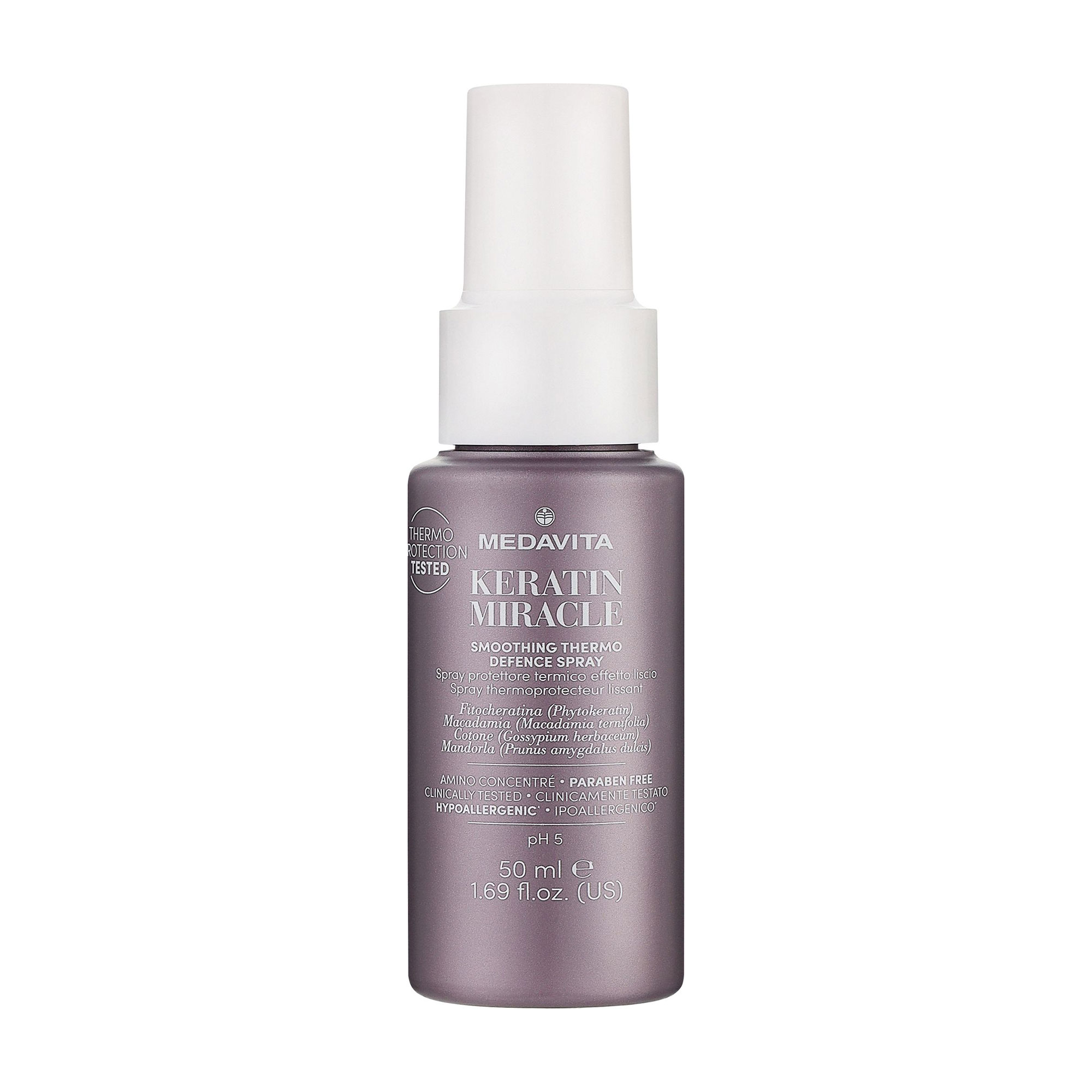 

Розгладжувальний термозахисний спрей для волосся Medavita Keratin Miracle Smoothing Thermo Defence Spray, 50 мл