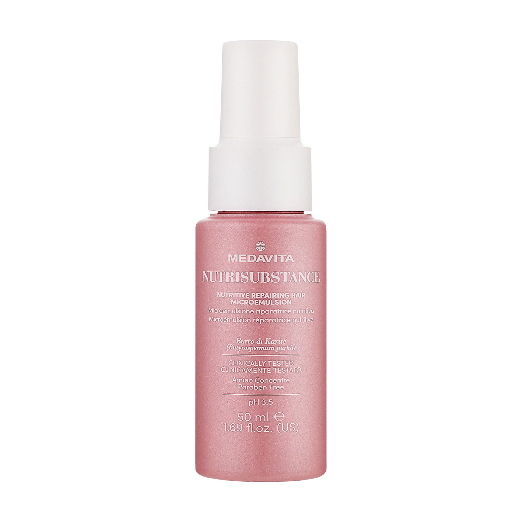 

Живильна та відновлювальна мікроемульсія Medavita Nutrisubstance Nutritive Repairing Hair Microemulsion pH3.5 для сухого волосся, 50 мл